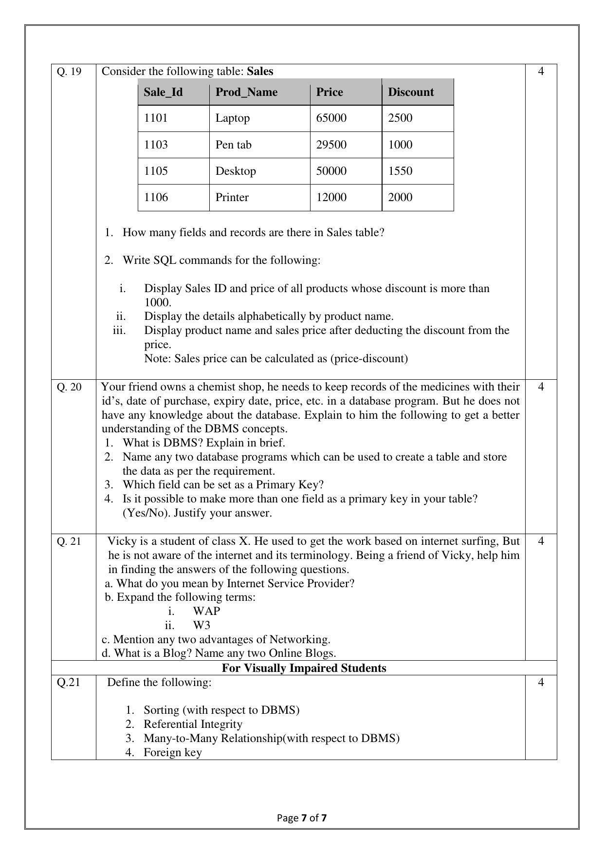 CBSE Class 10 (Skill Education) Information Technology Sample Papers 2023 - Page 7