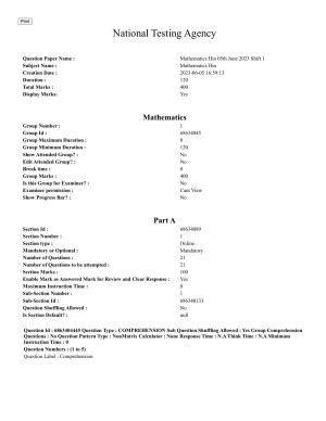 CUET PG 2023: SCQP19 – Mathematics (Hindi) - Shift 1 (5-06-2023) Question Paper