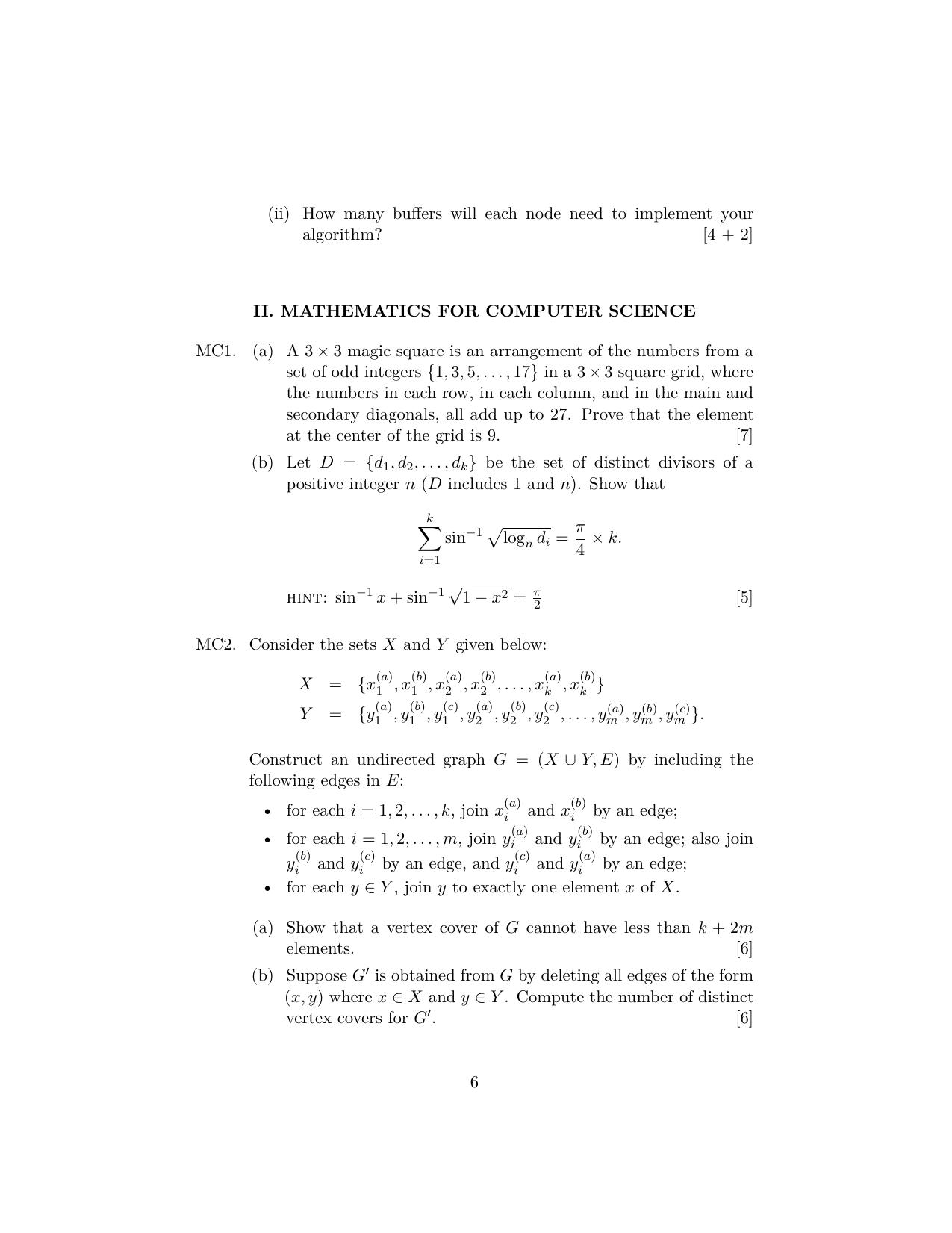 ISI Admission Test JRF in Computer Science (CSB) 2022 Sample Paper - Page 6