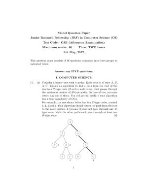 ISI Admission Test JRF in Computer Science (CSB) 2022 Sample Paper