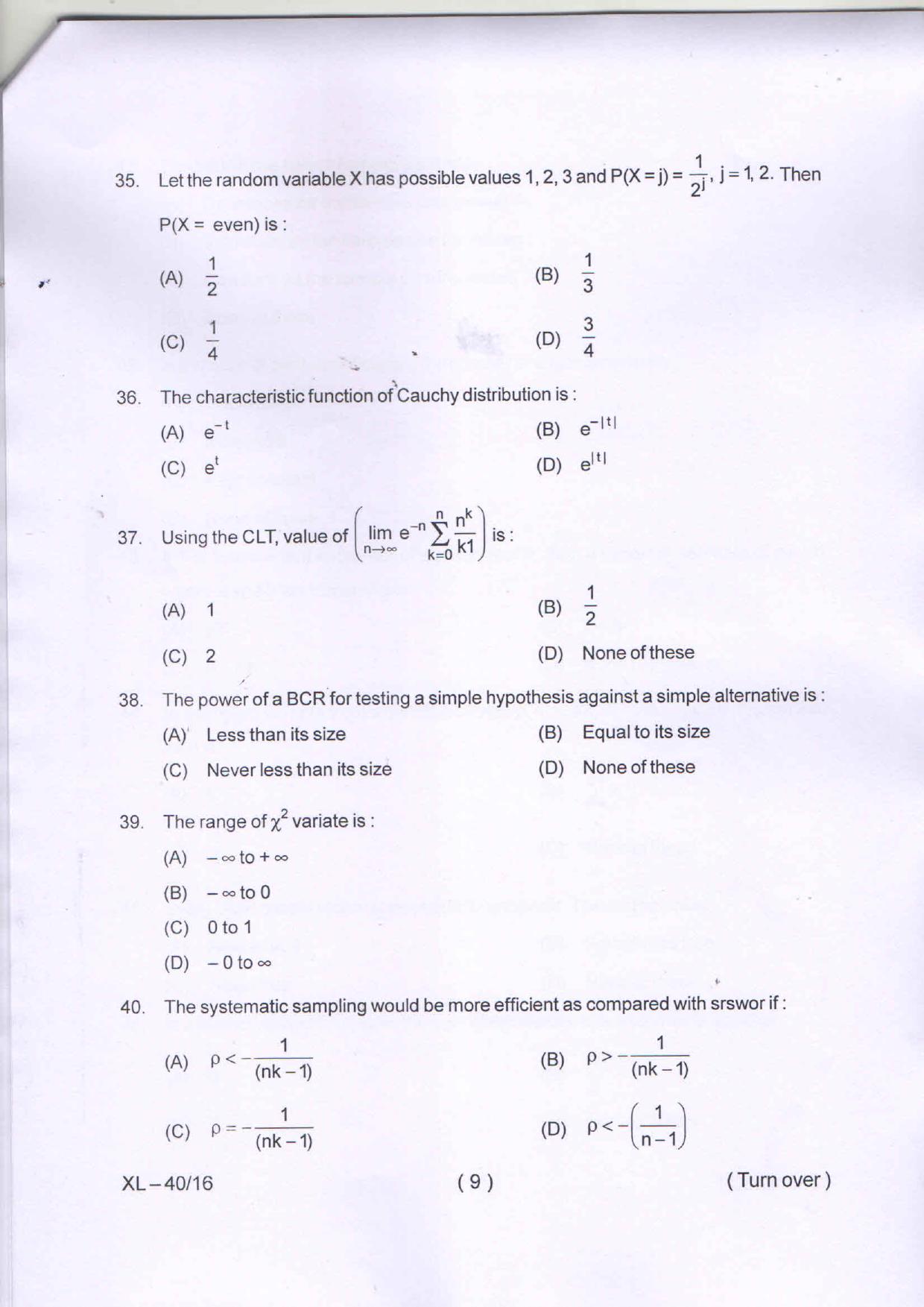 Odisha CPET STATISTICS 2020 Question Paper - Page 9