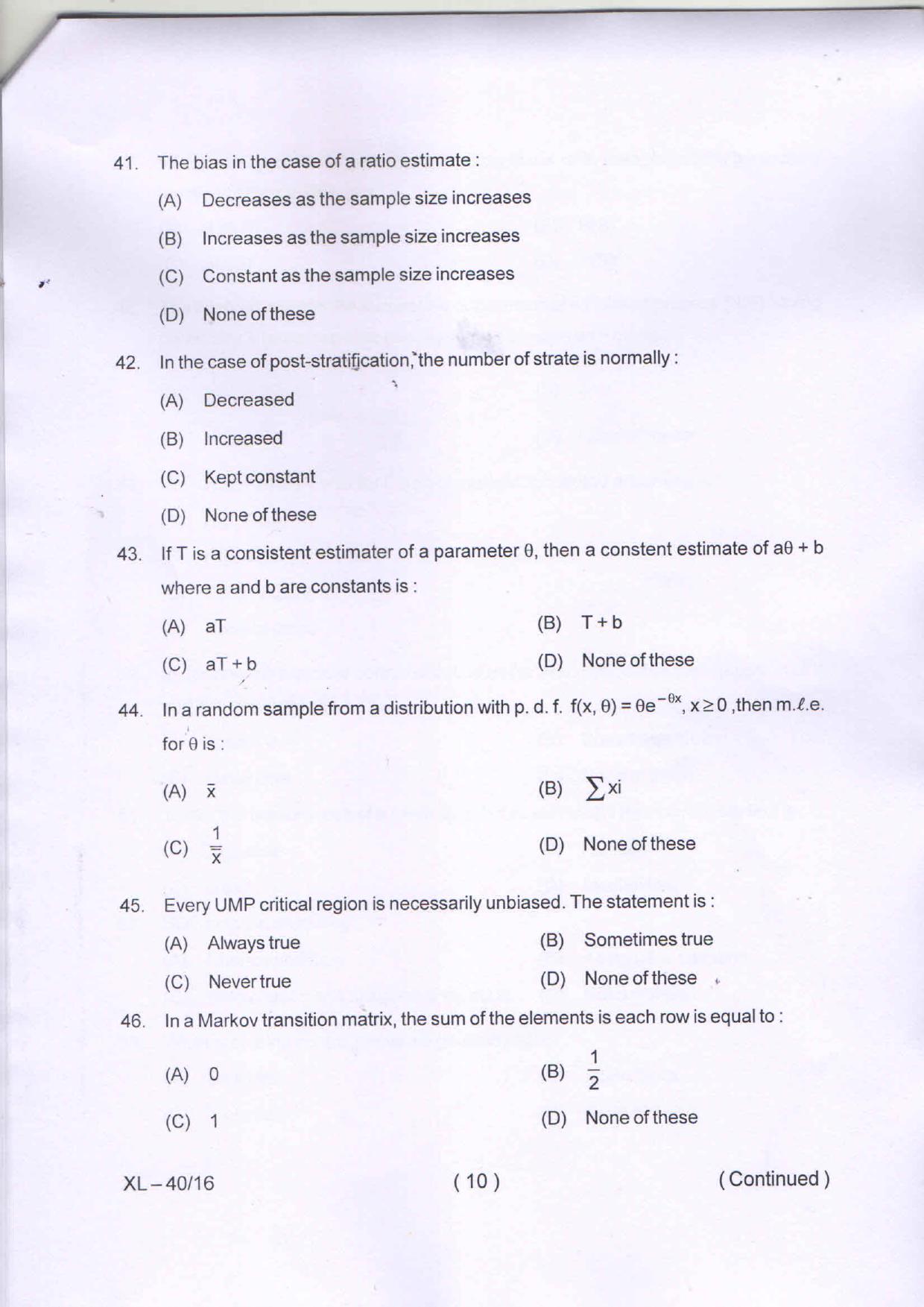 Odisha CPET STATISTICS 2020 Question Paper - Page 10
