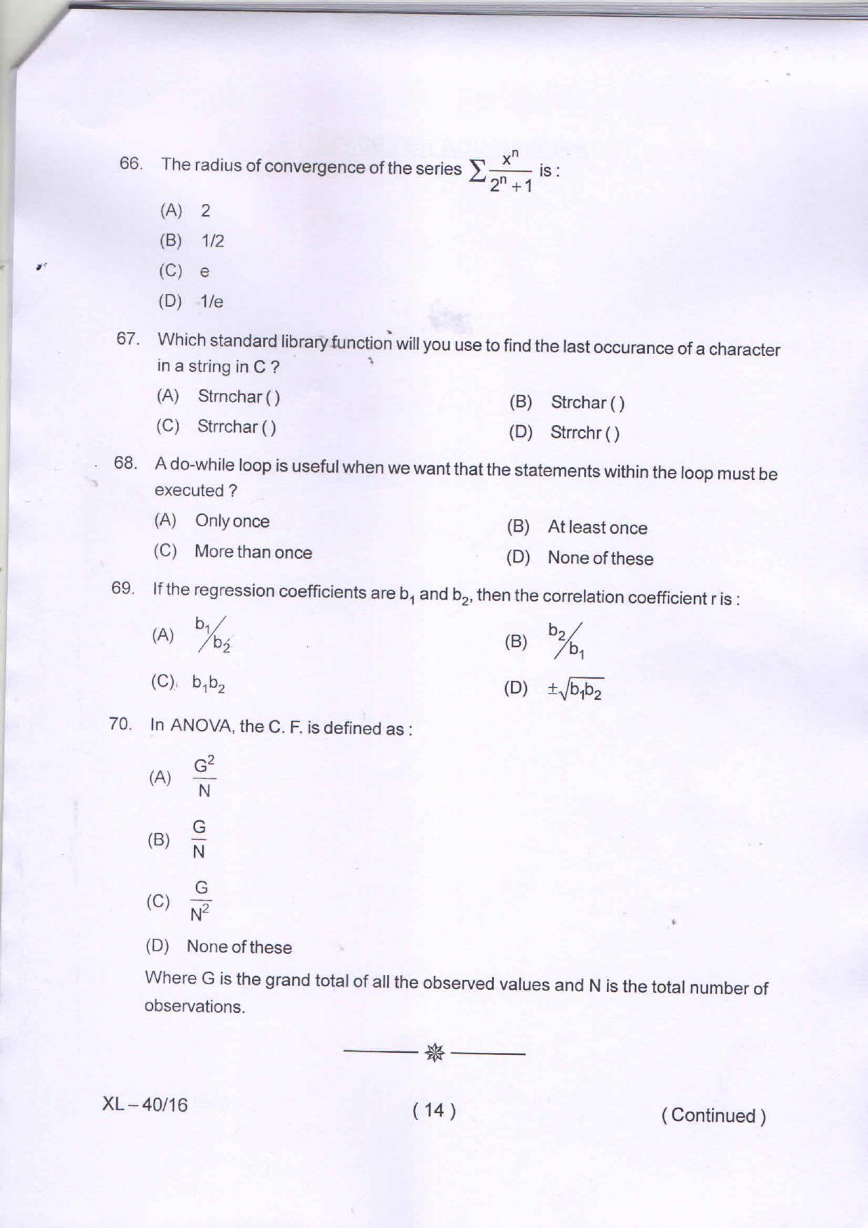 Odisha CPET STATISTICS 2020 Question Paper - Page 14