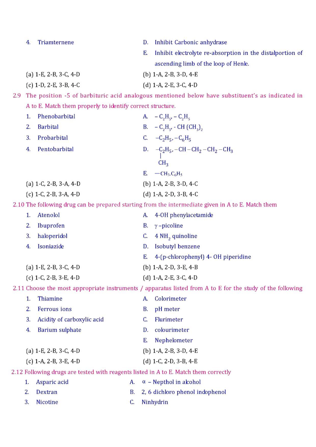 GPAT 1991 Question Paper with Answer Key - Page 8