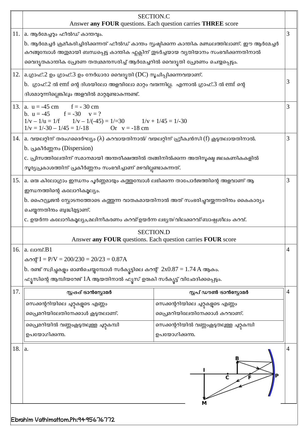 Kerala SSLC 2020 Physics Answer Key (MM) (Model) - Page 2
