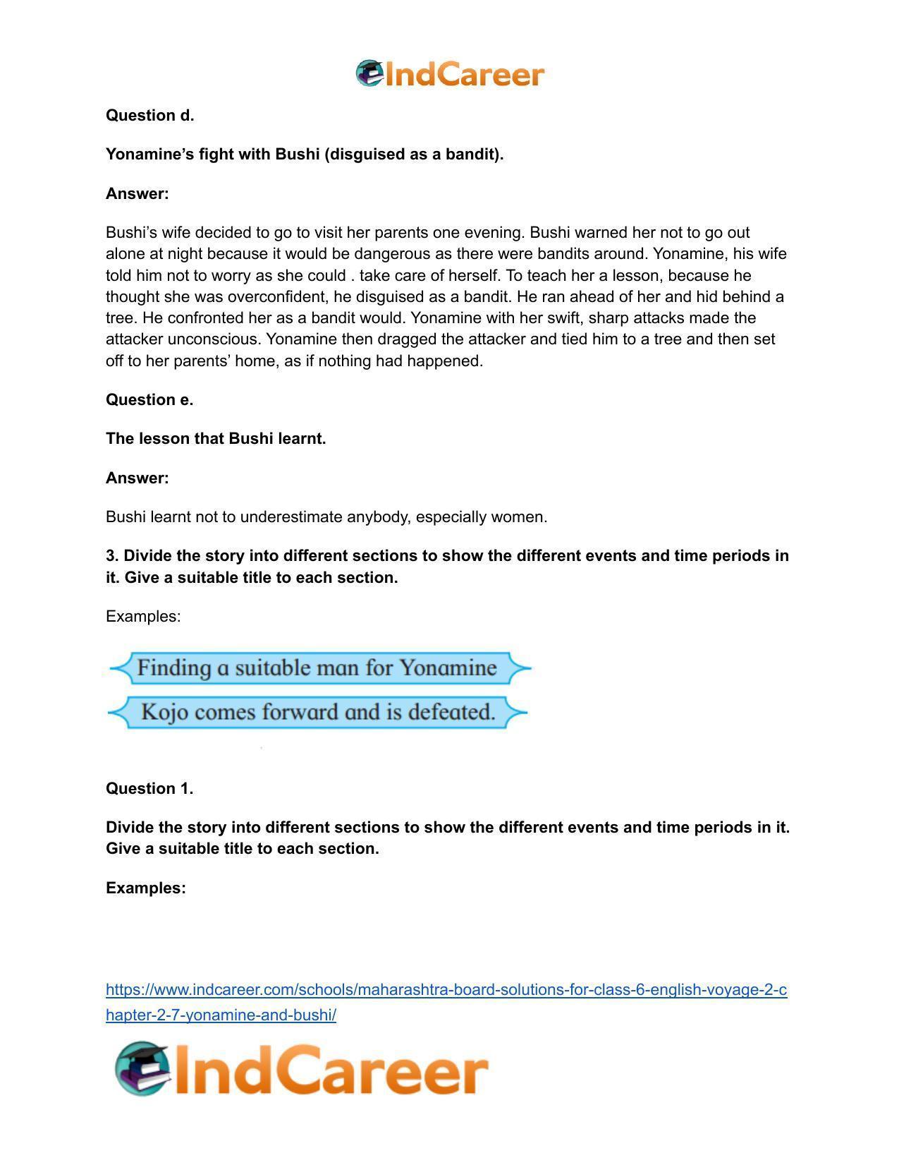 Maharashtra Board Solutions for Class 6- English (Voyage 2): Chapter 2.7- Yonamine and Bushi - Page 4