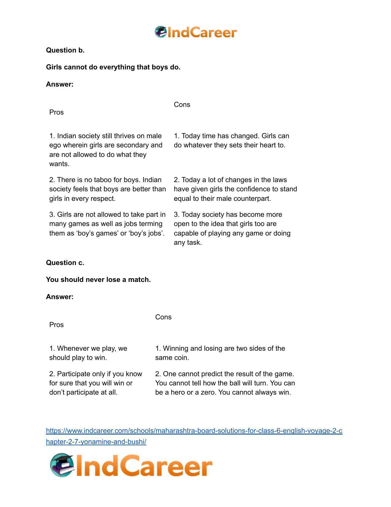 Maharashtra Board Solutions for Class 6- English (Voyage 2): Chapter 2.7- Yonamine and Bushi - Page 7