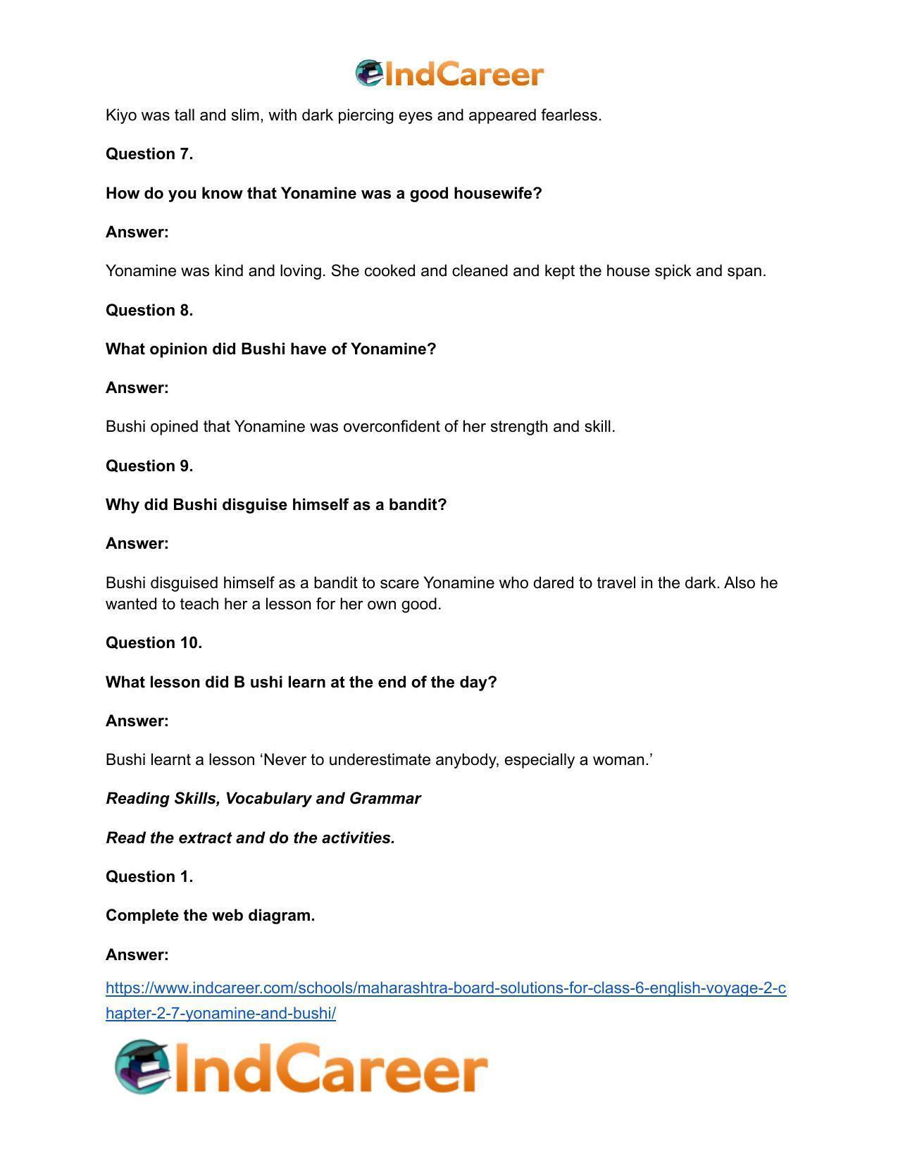 Maharashtra Board Solutions for Class 6- English (Voyage 2): Chapter 2.7- Yonamine and Bushi - Page 10