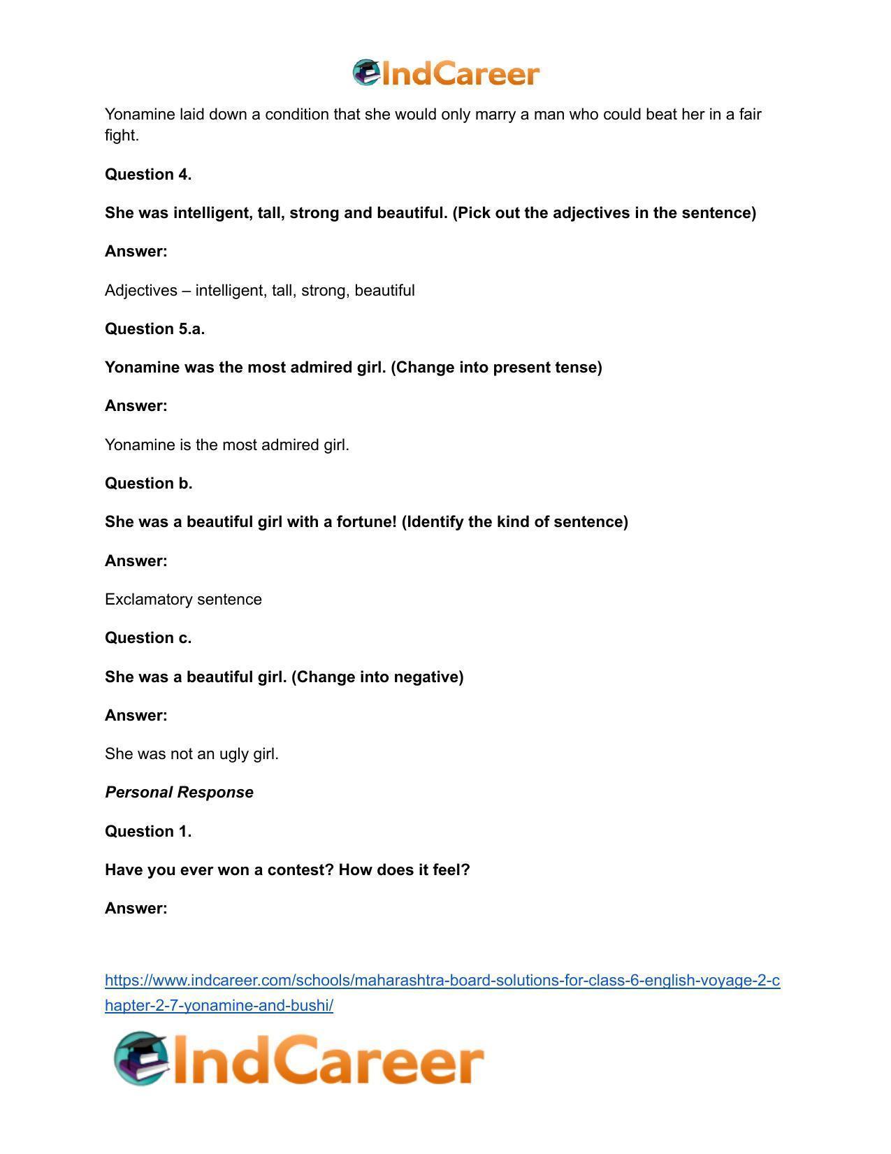 Maharashtra Board Solutions for Class 6- English (Voyage 2): Chapter 2.7- Yonamine and Bushi - Page 12