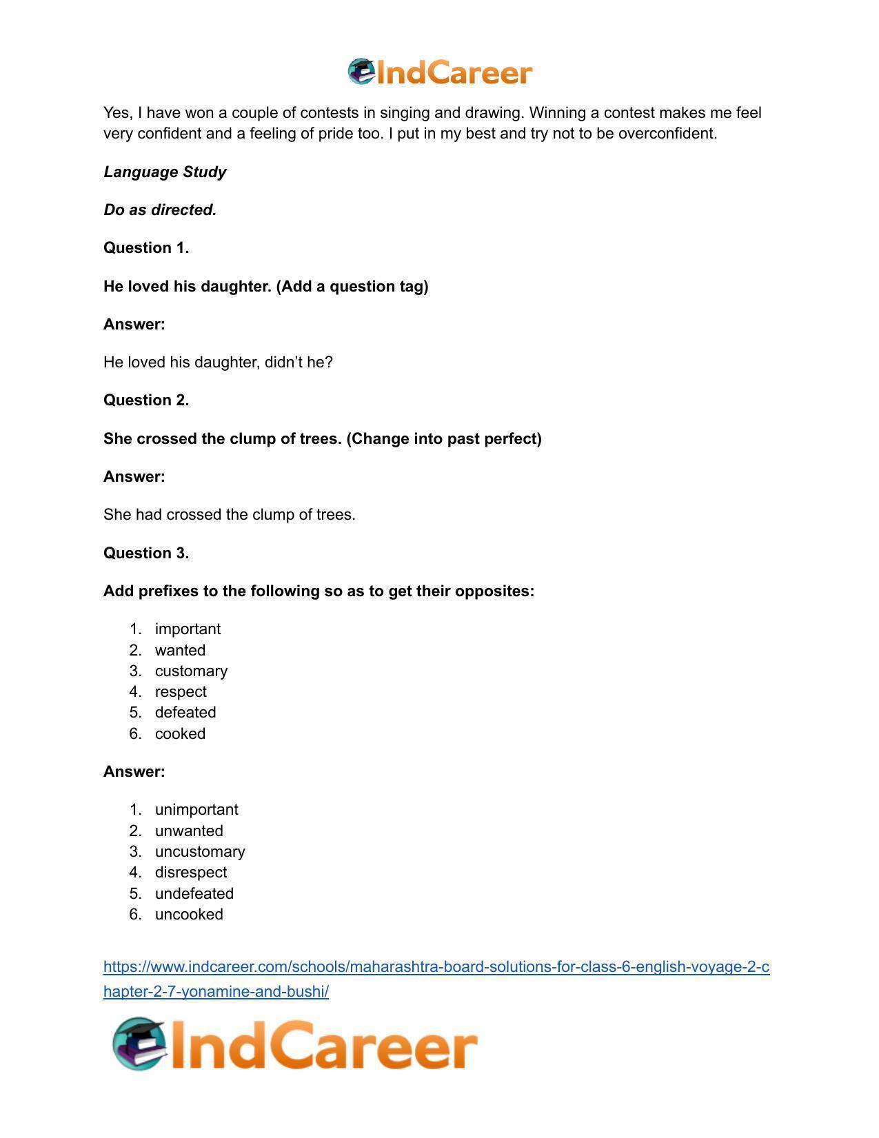Maharashtra Board Solutions for Class 6- English (Voyage 2): Chapter 2.7- Yonamine and Bushi - Page 13