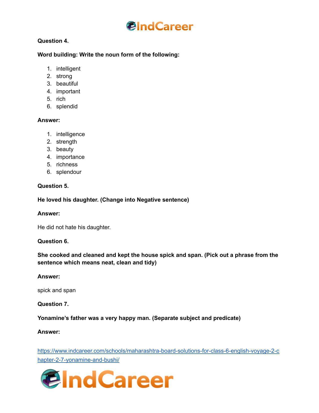 Maharashtra Board Solutions for Class 6- English (Voyage 2): Chapter 2.7- Yonamine and Bushi - Page 14
