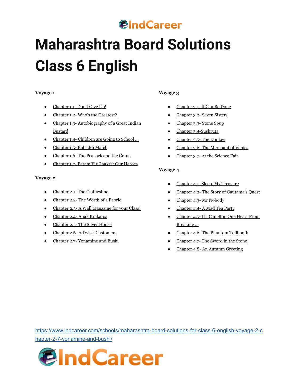 Maharashtra Board Solutions for Class 6- English (Voyage 2): Chapter 2.7- Yonamine and Bushi - Page 18