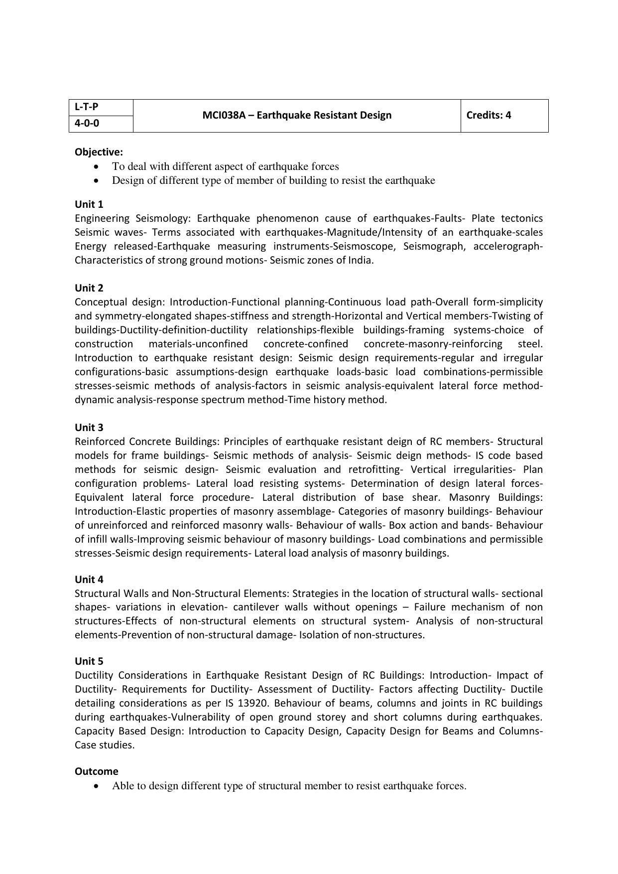 JECRC Jaipur M Tech - Structural Engineering Syllabus - Page 22