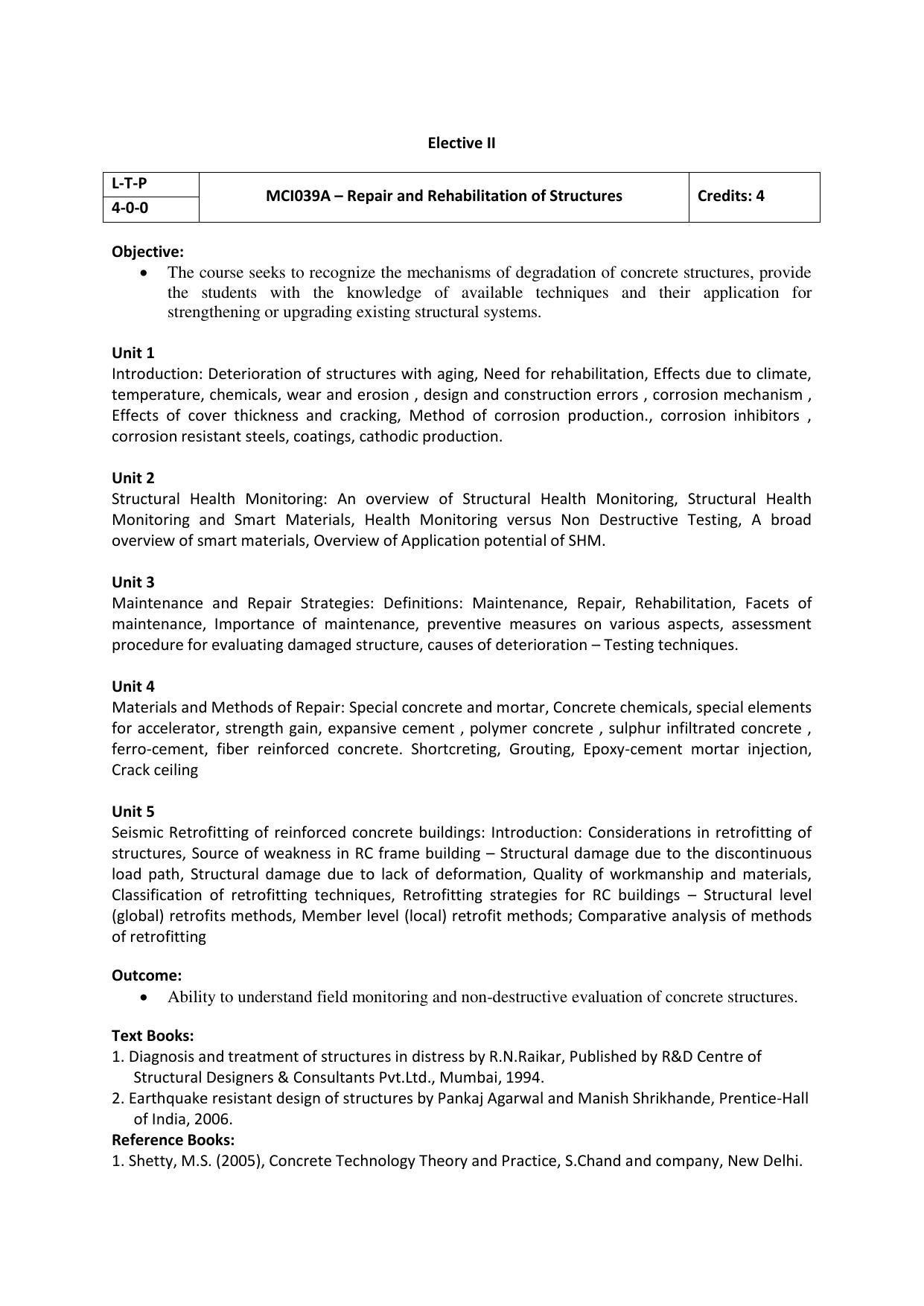 JECRC Jaipur M Tech - Structural Engineering Syllabus - Page 25