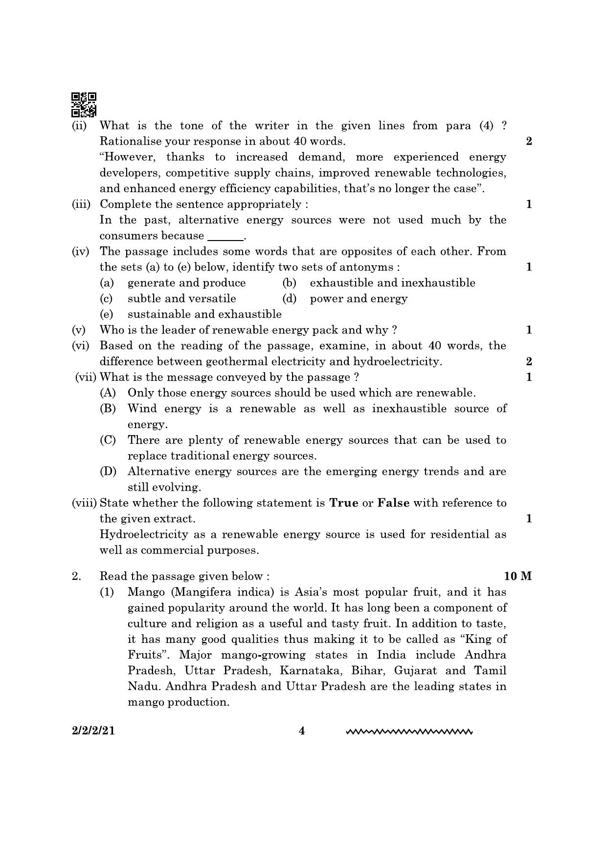 CBSE Class 10 2-2-2 English Literature 2024 Question Paper - Page 4