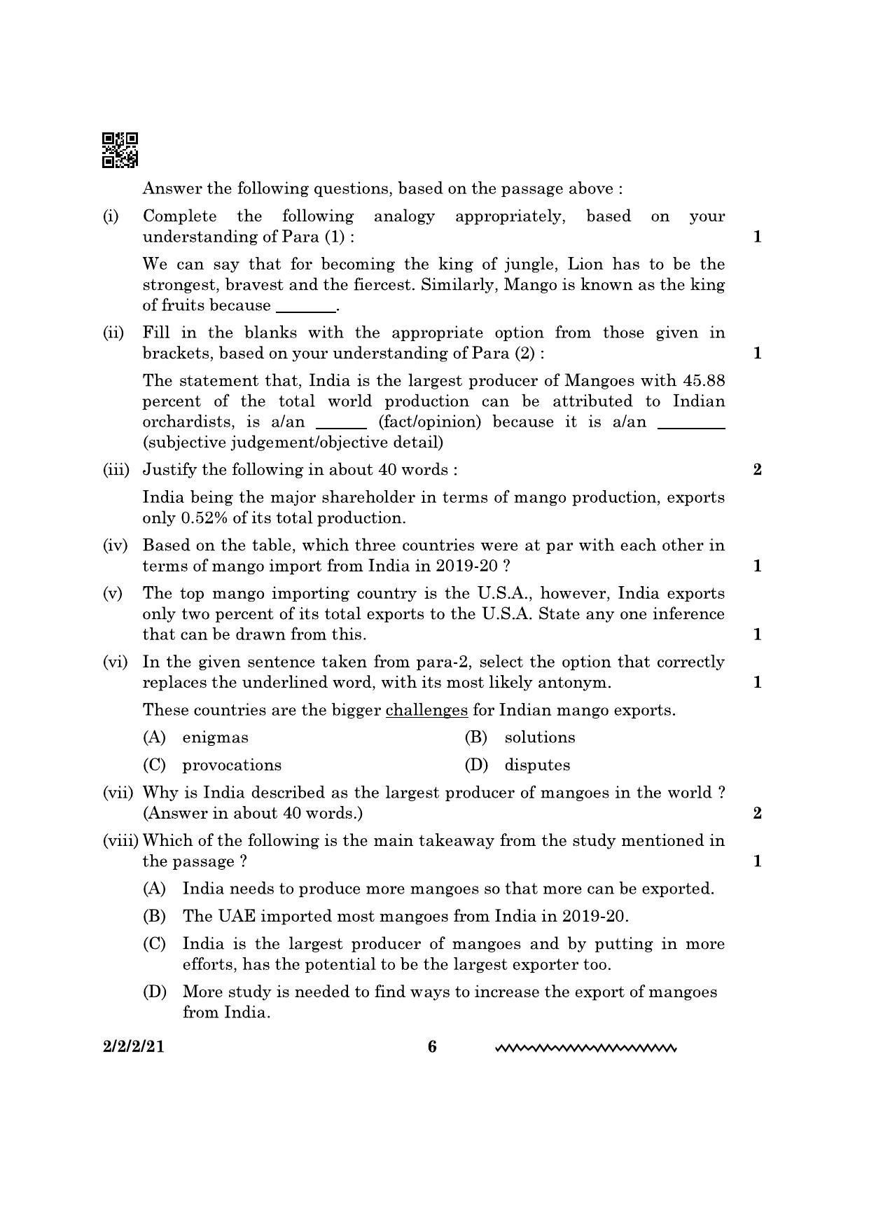 CBSE Class 10 2-2-2 English Literature 2024 Question Paper - Page 6