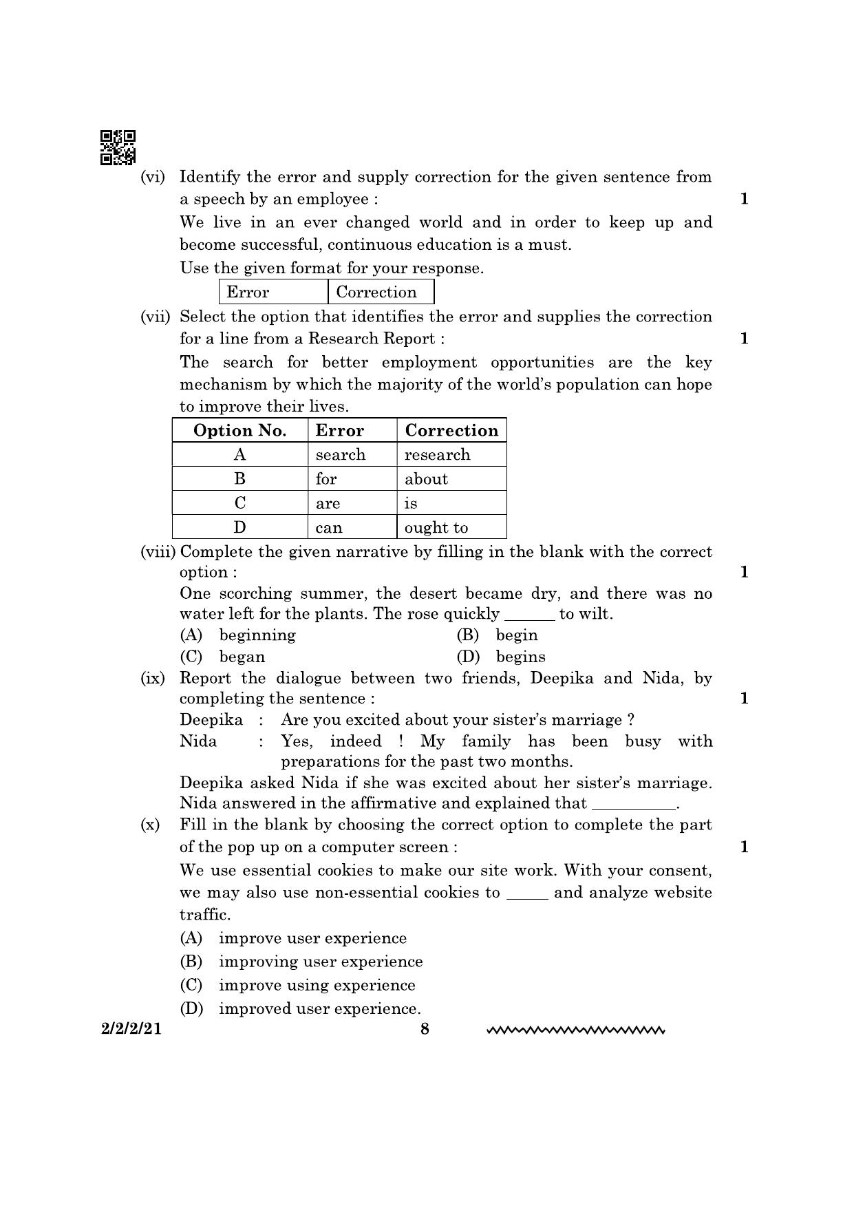 CBSE Class 10 2-2-2 English Literature 2024 Question Paper - Page 8