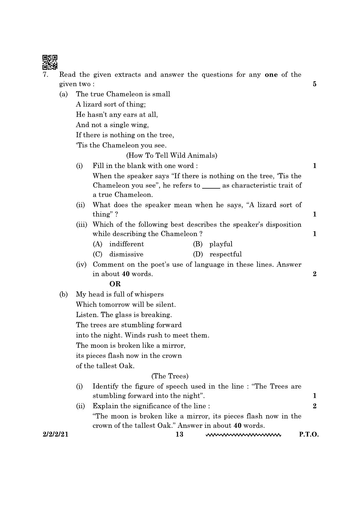 CBSE Class 10 2-2-2 English Literature 2024 Question Paper - Page 13