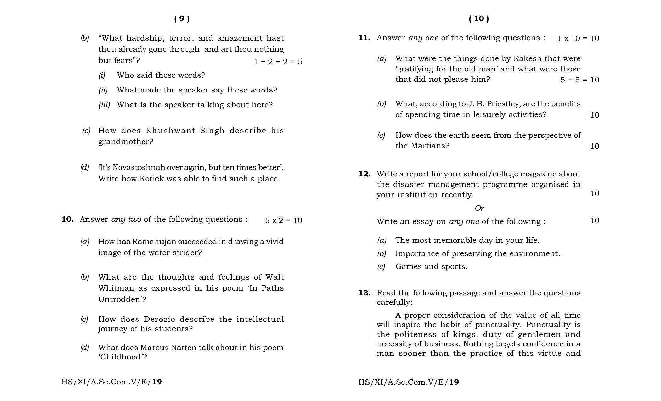 Meghalaya Board (MBOSE) Class 11 English 2019 Question Paper - Page 5