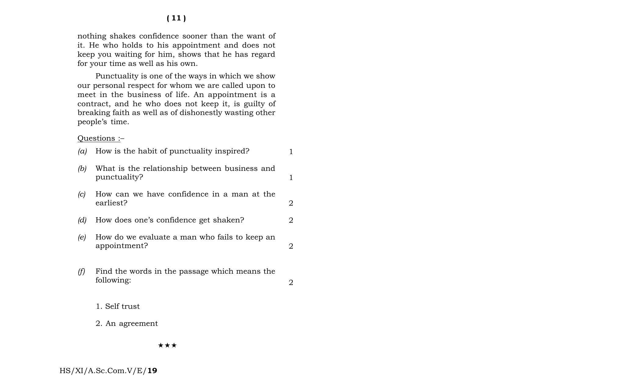 Meghalaya Board (MBOSE) Class 11 English 2019 Question Paper - Page 6