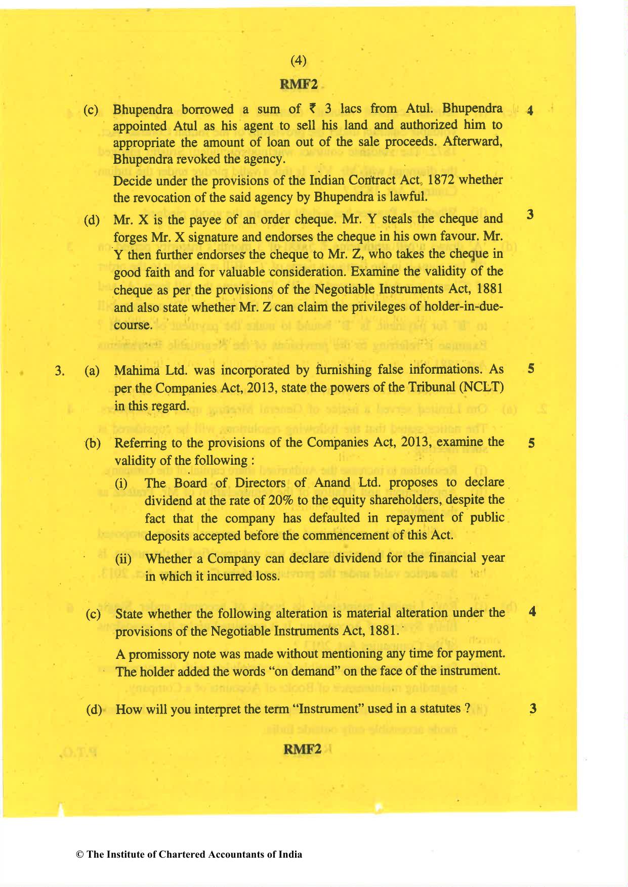 CA Inter Nov 2019 Question Paper - Paper 2 – Corporate and Other Laws - Page 4