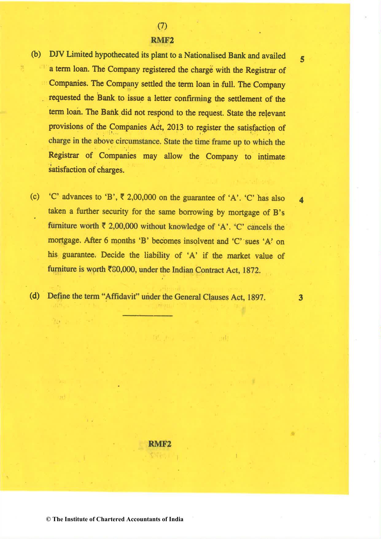 CA Inter Nov 2019 Question Paper - Paper 2 – Corporate and Other Laws - Page 7