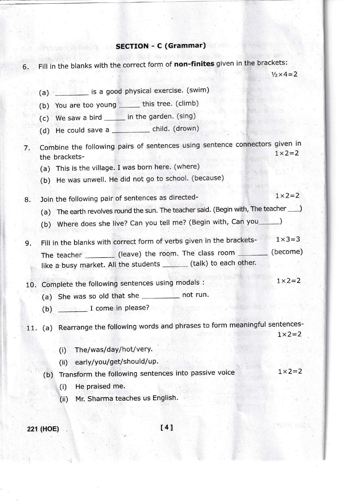 UBSE Class 10 English 2022 Question Paper - Page 4