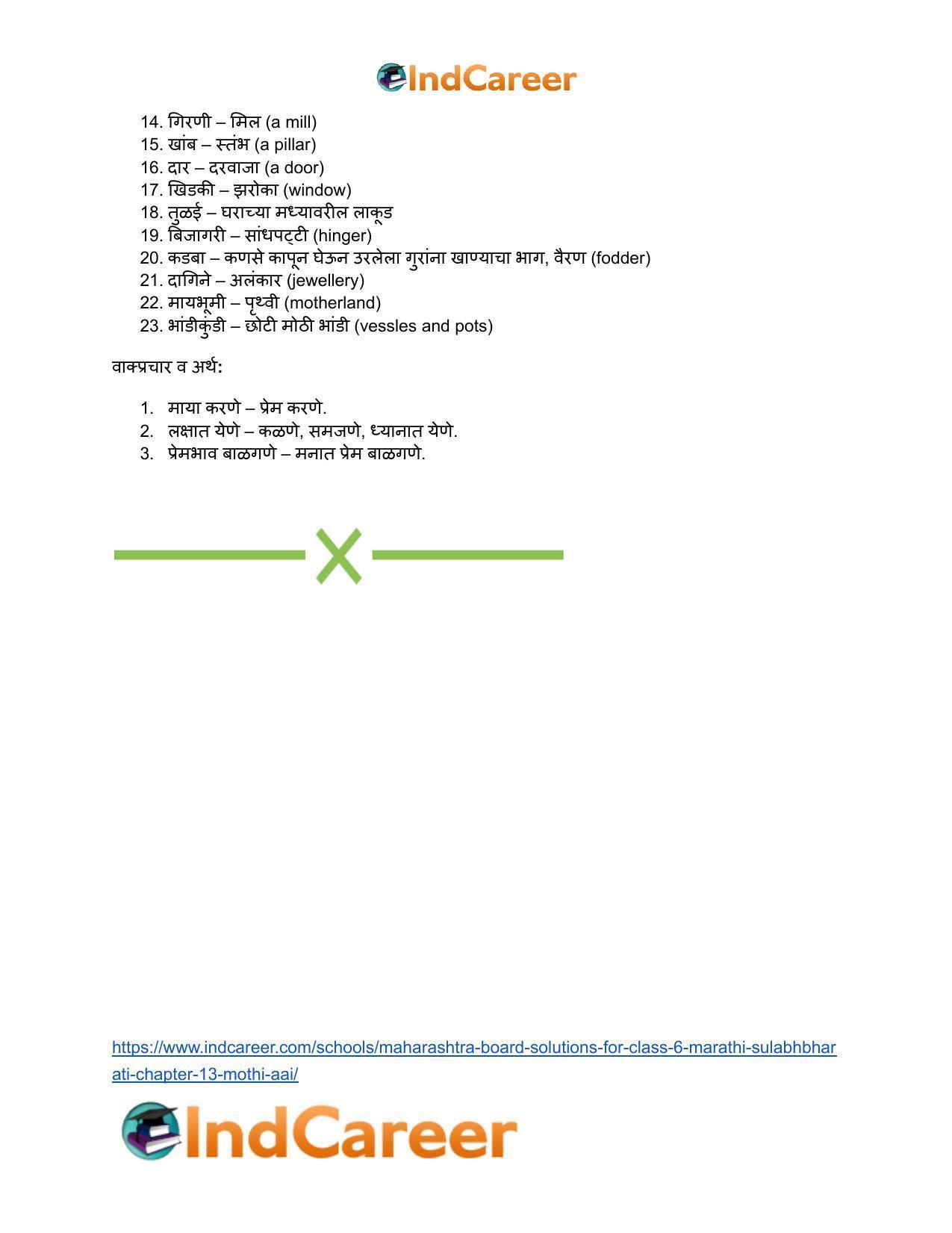 Maharashtra Board Solutions for Class 6- Marathi Sulabhbharati: Chapter 13- मोठी आई - Page 23