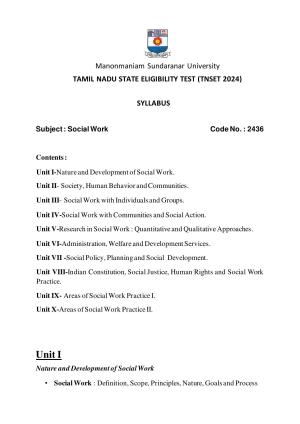 TNSET Syllabus - Social Work
