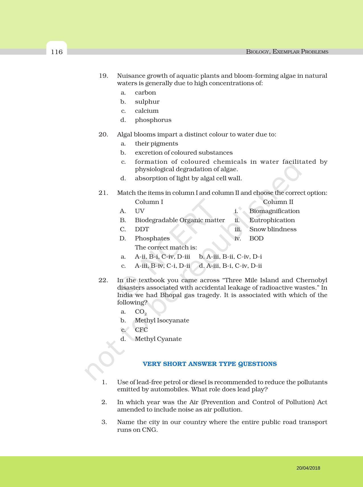 NCERT Exemplar Book for Class 12 Biology: Chapter 16 Environmental Issues - Page 4