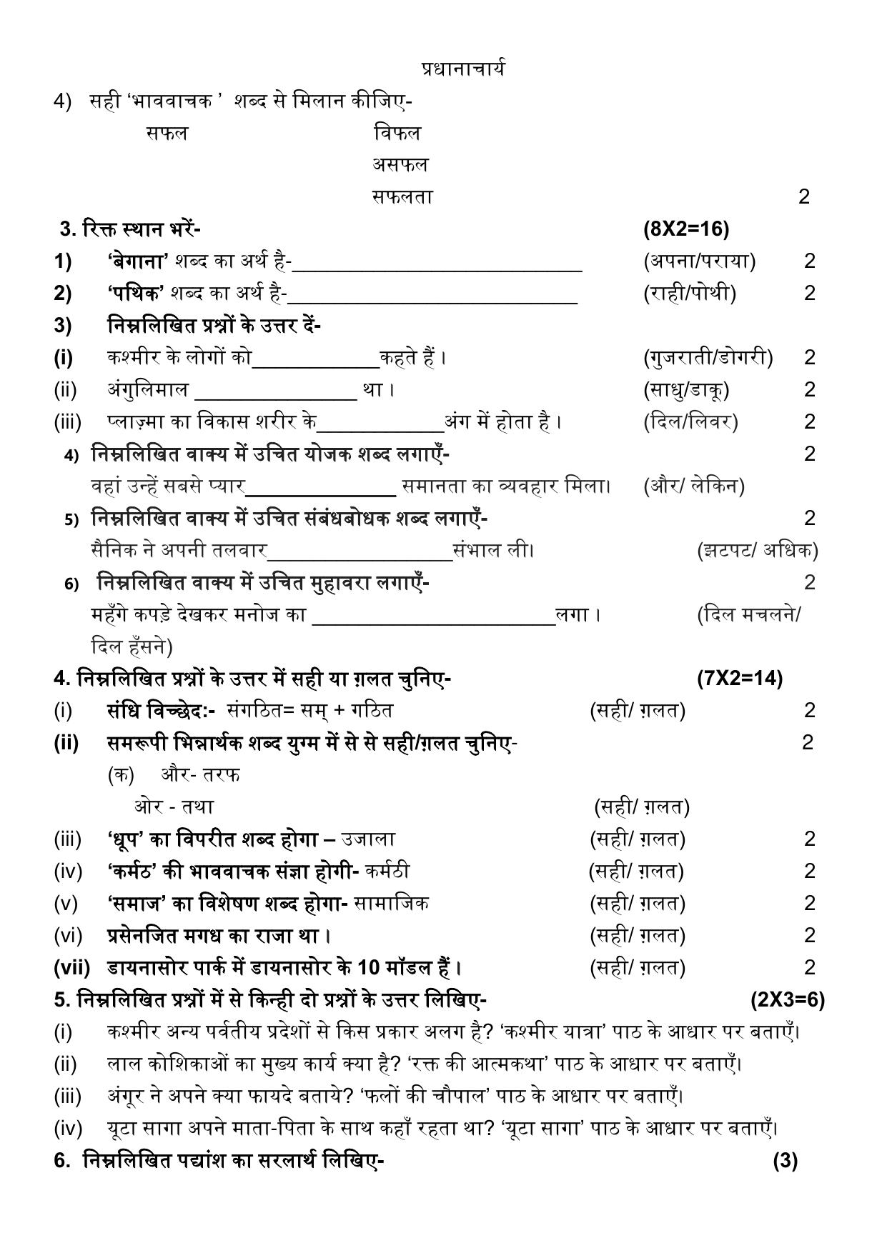 PSEB Class 8th Hindi 1st Language (DA Students) Model Paper 2025 - Page 2