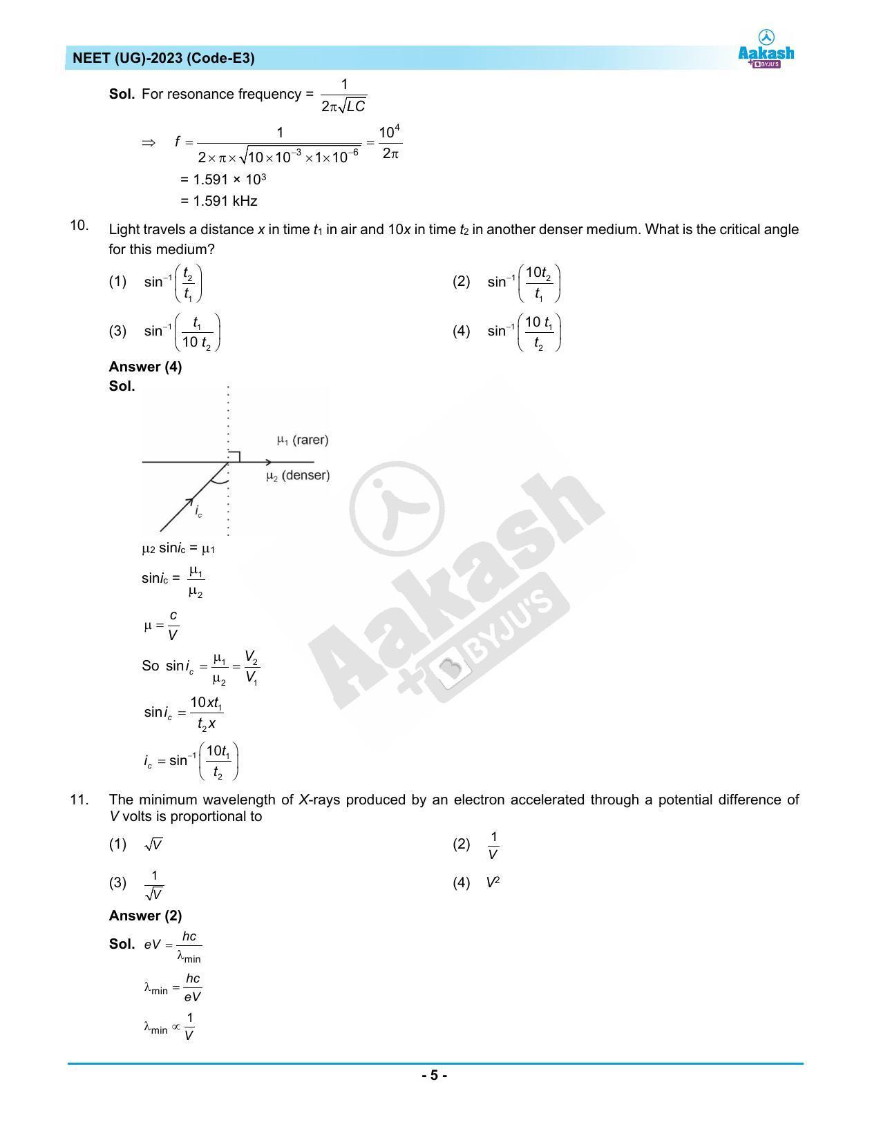 NEET 2023 Question Paper E3 - Page 5