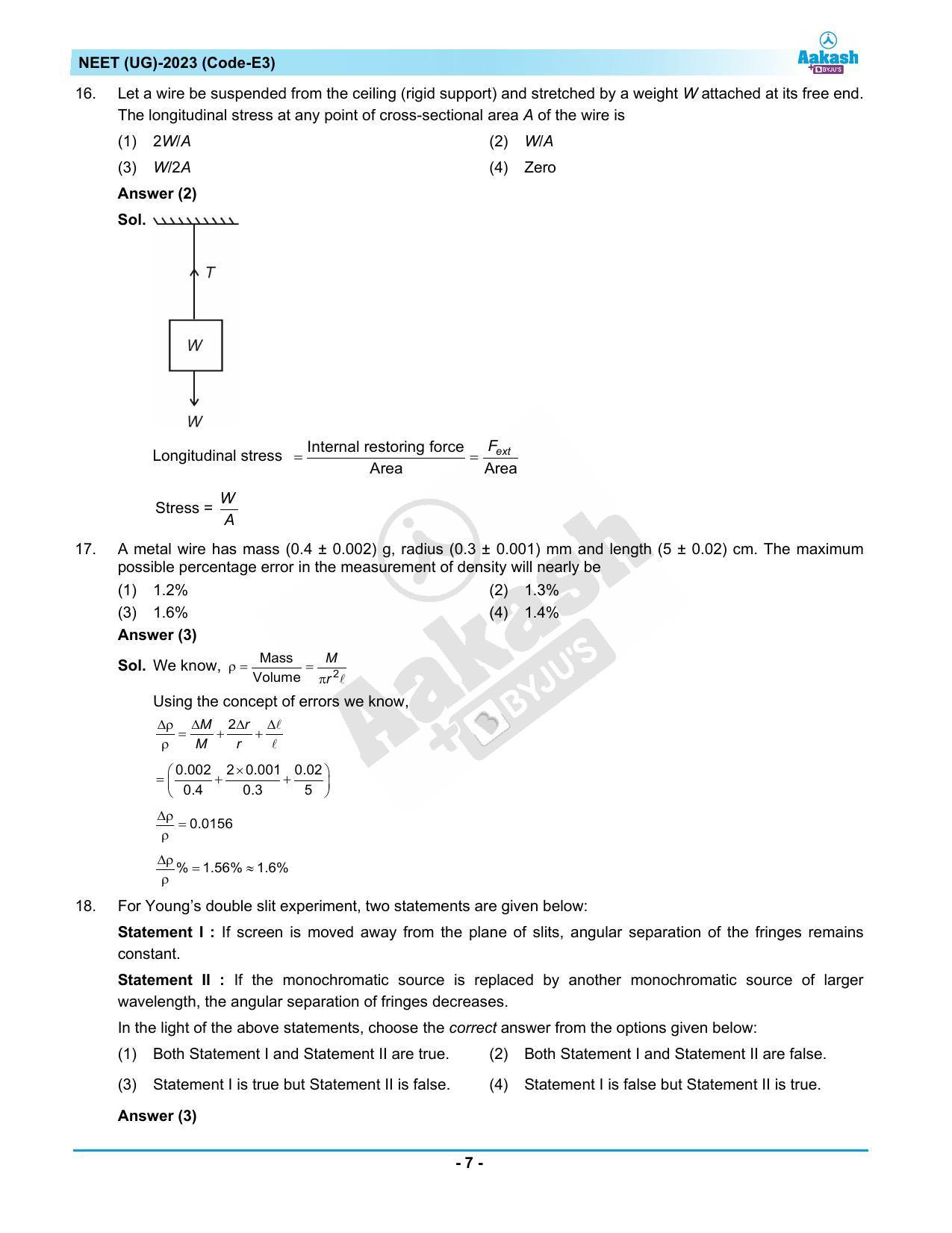 NEET 2023 Question Paper E3 - Page 7