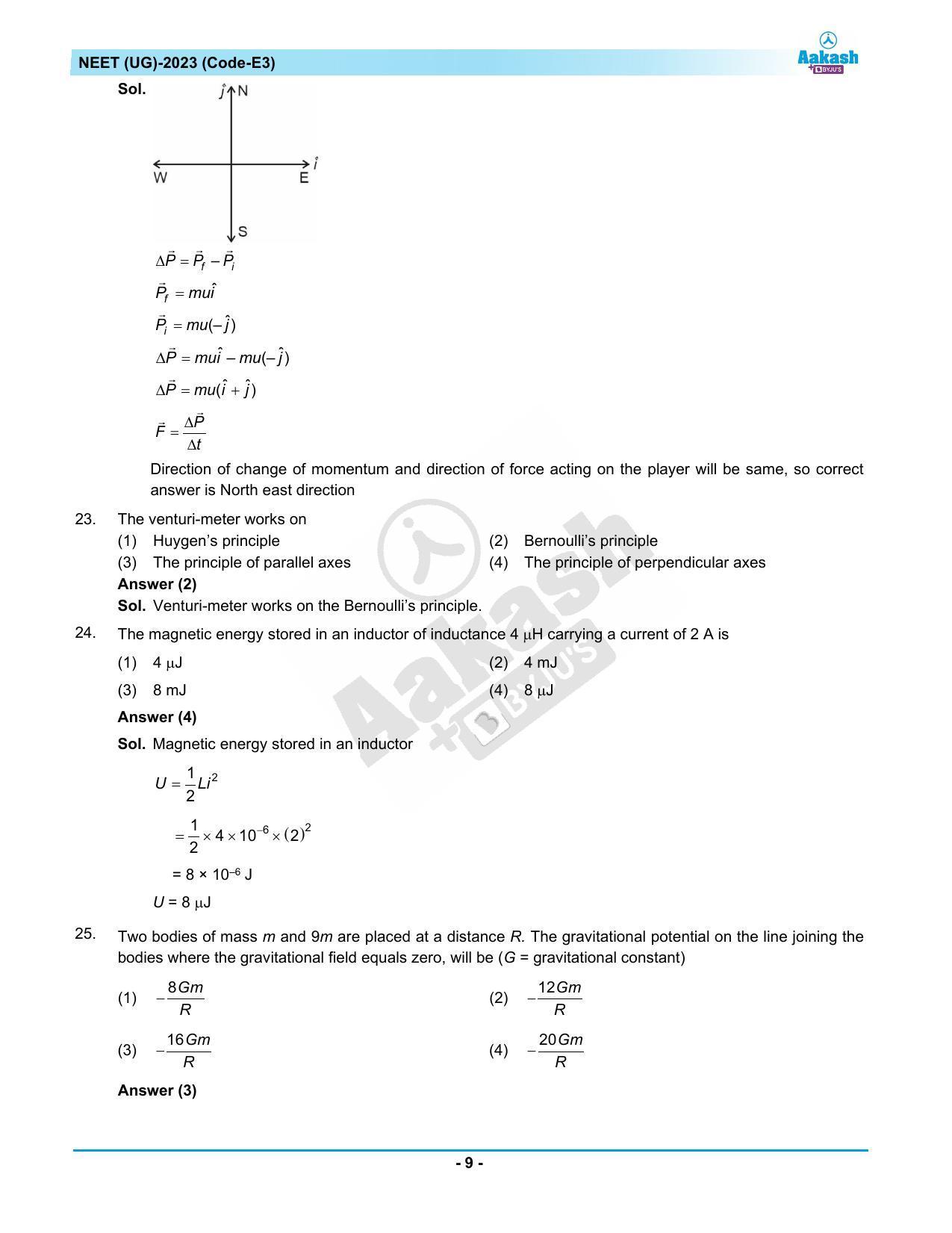 NEET 2023 Question Paper E3 - Page 9