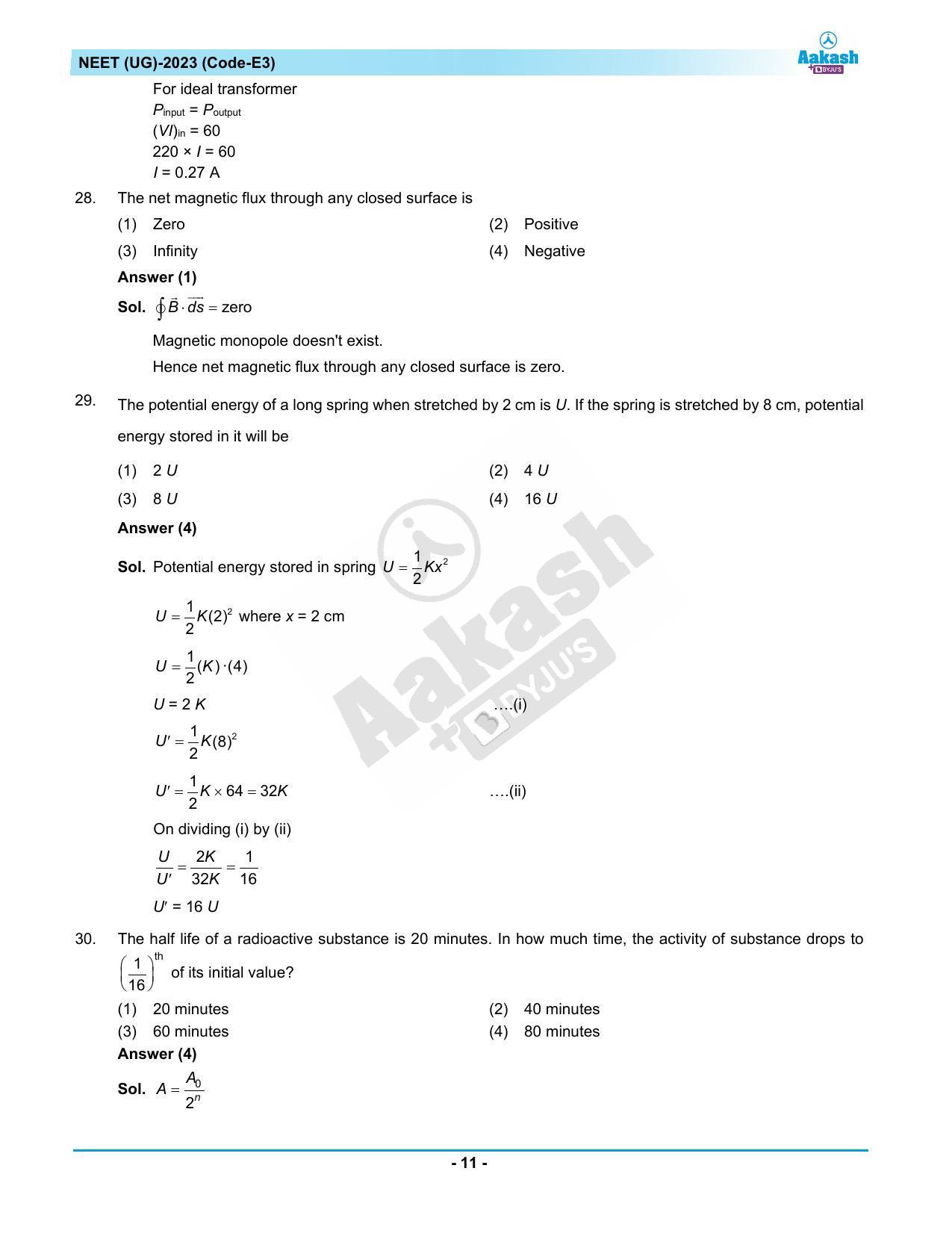 NEET 2023 Question Paper E3 - Page 11