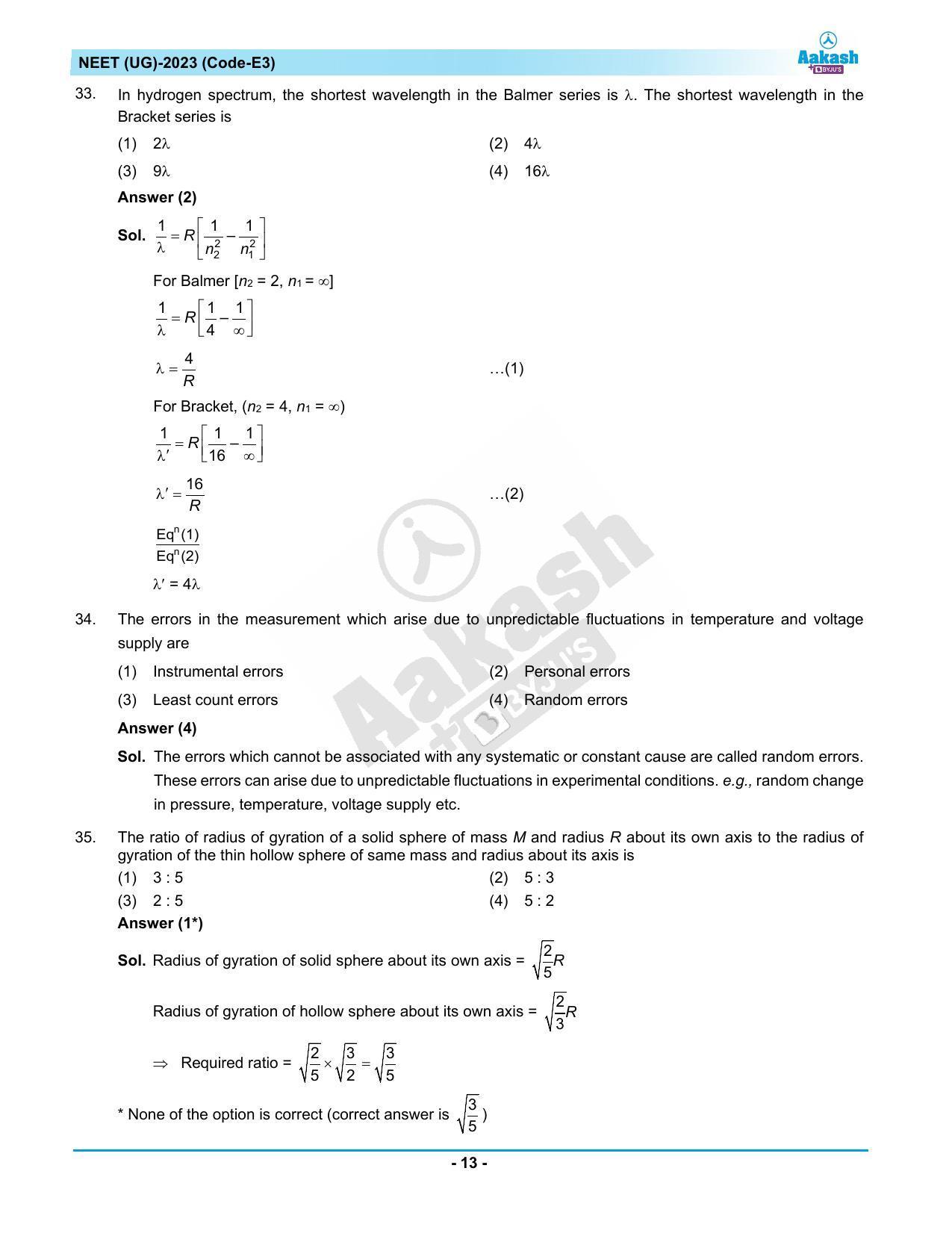 NEET 2023 Question Paper E3 - Page 13