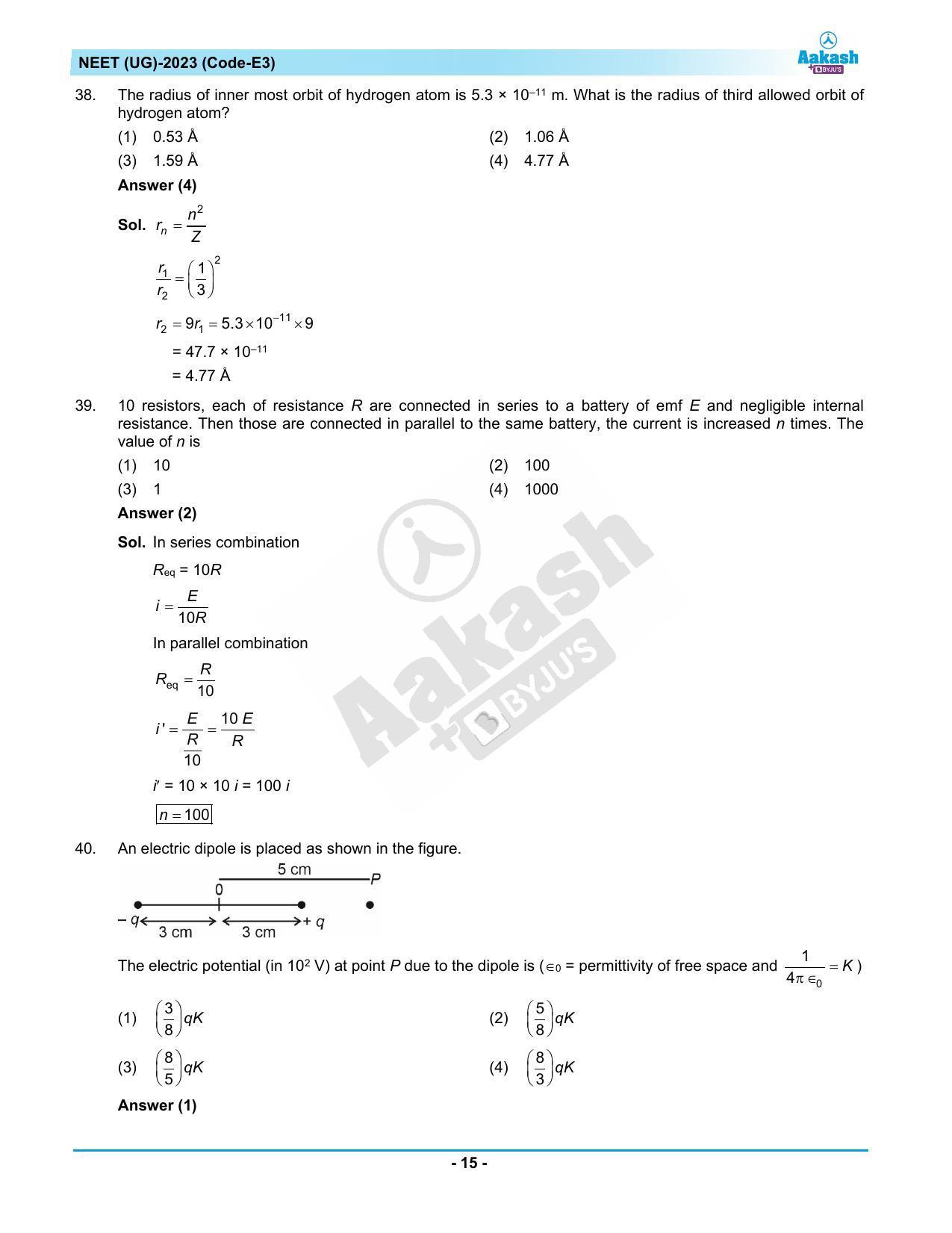 NEET 2023 Question Paper E3 - Page 15