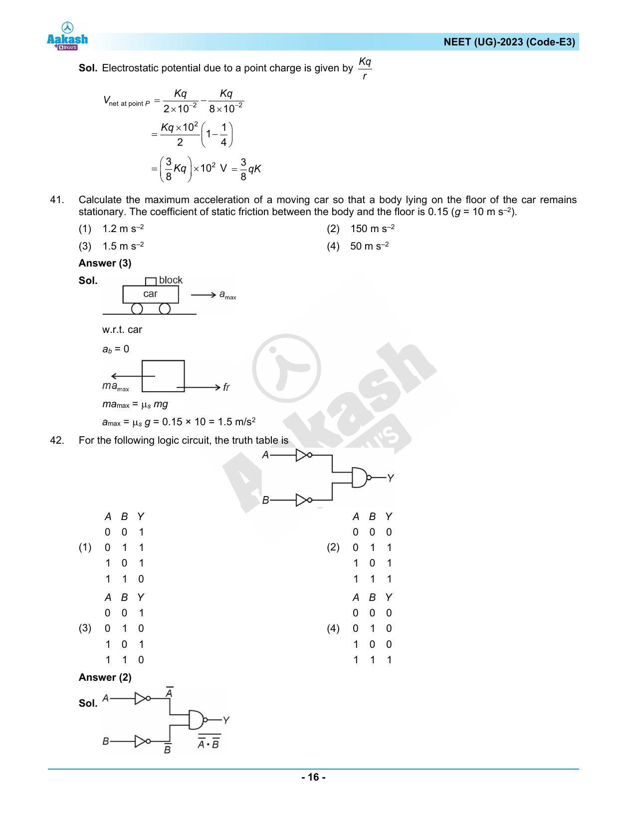 NEET 2023 Question Paper E3 - Page 16