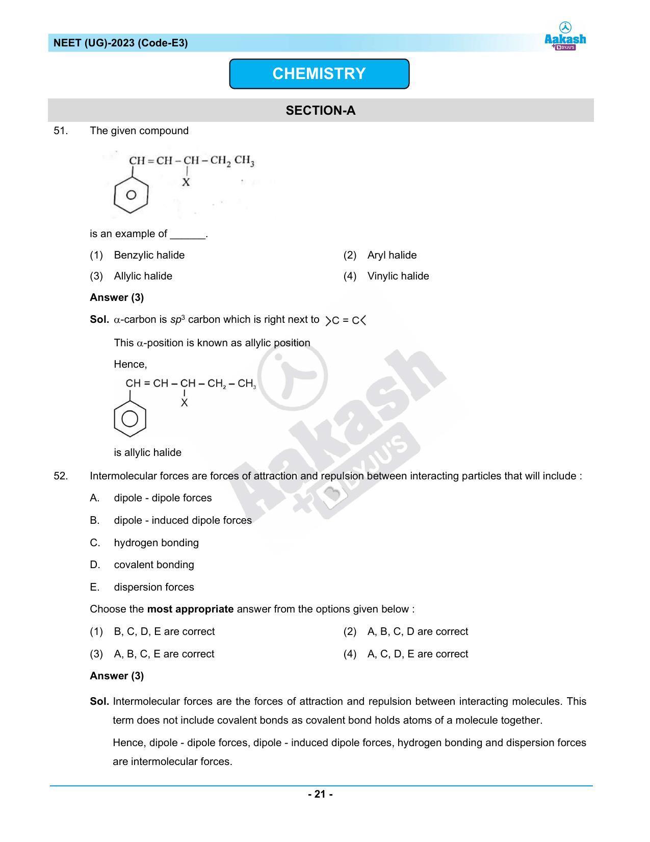 NEET 2023 Question Paper E3 - Page 21