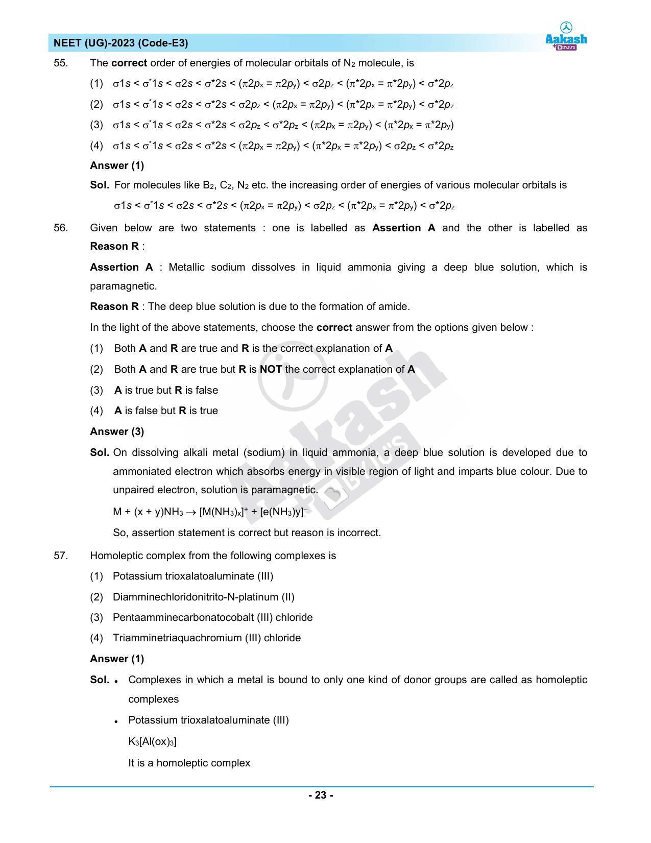 NEET 2023 Question Paper E3 - Page 23