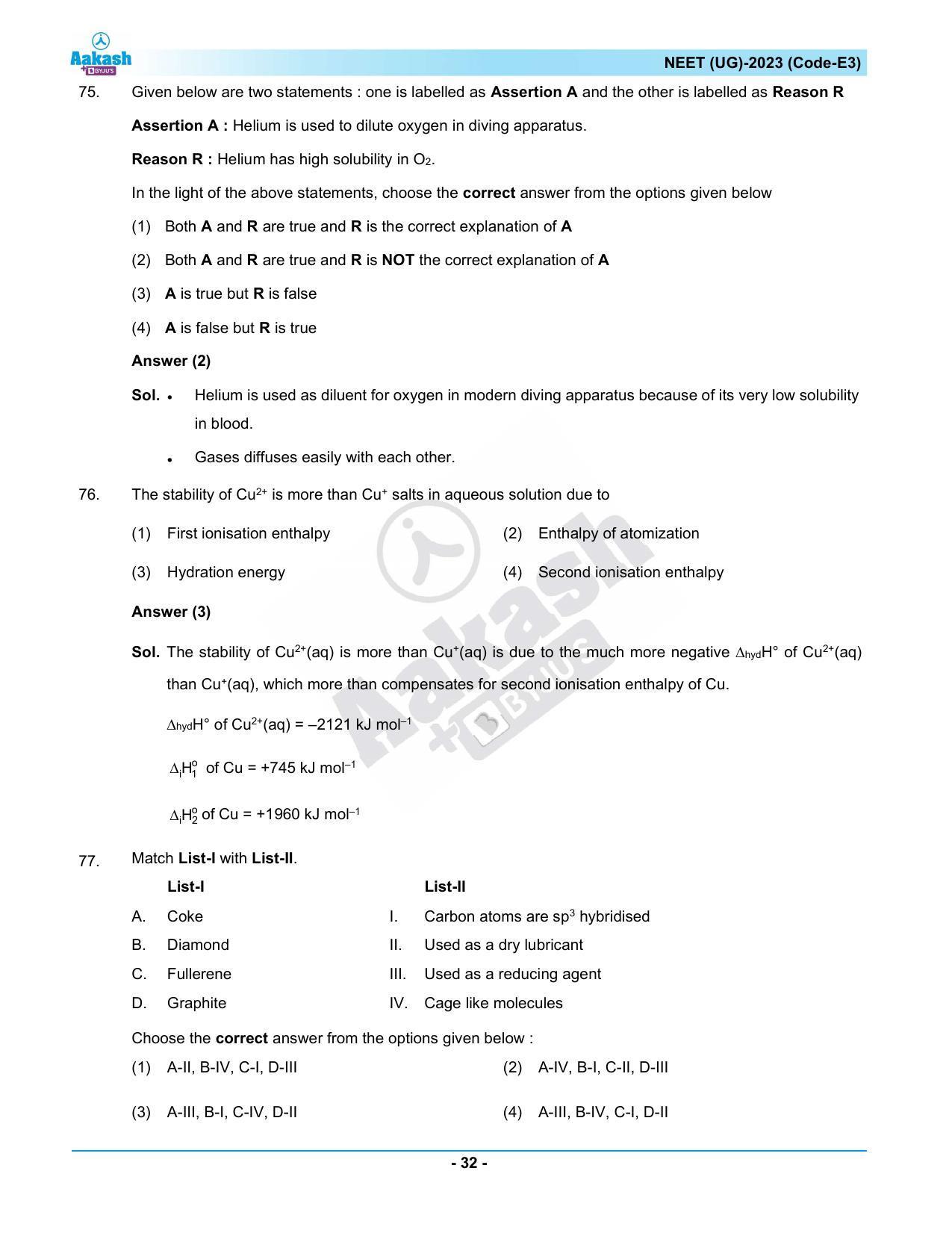 NEET 2023 Question Paper E3 - Page 32