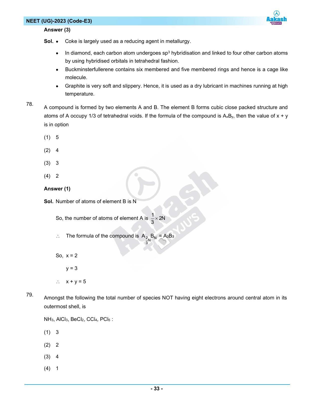 NEET 2023 Question Paper E3 - Page 33