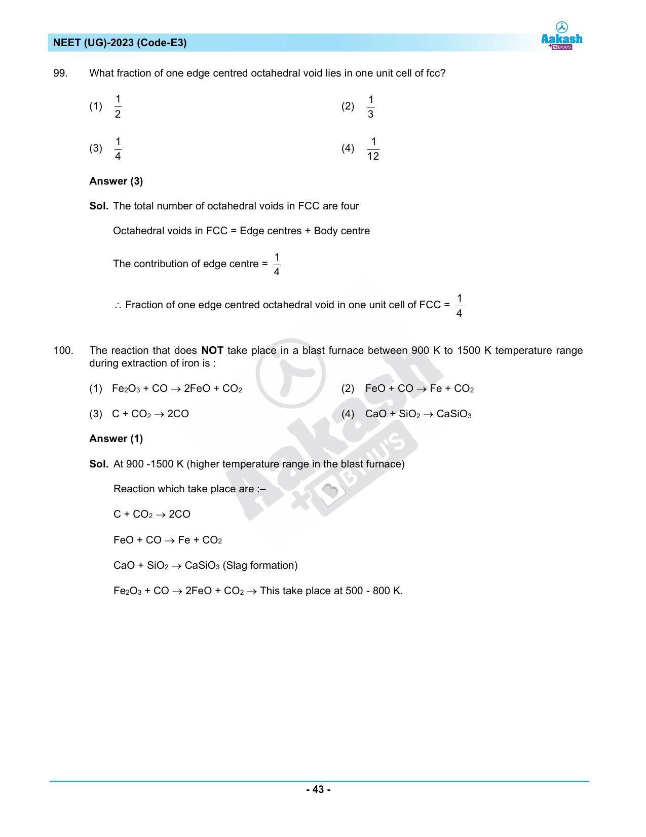 NEET 2023 Question Paper E3 - Page 43