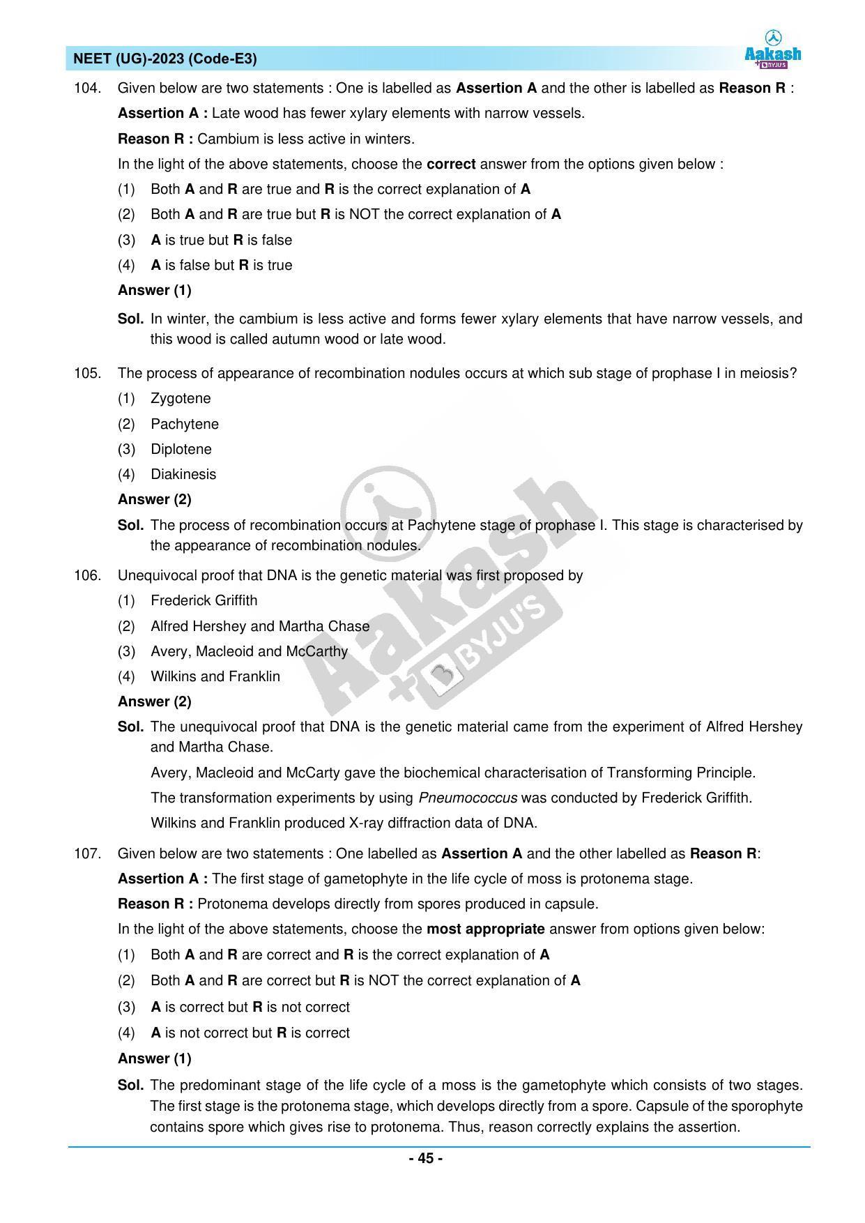 NEET 2023 Question Paper E3 - Page 45