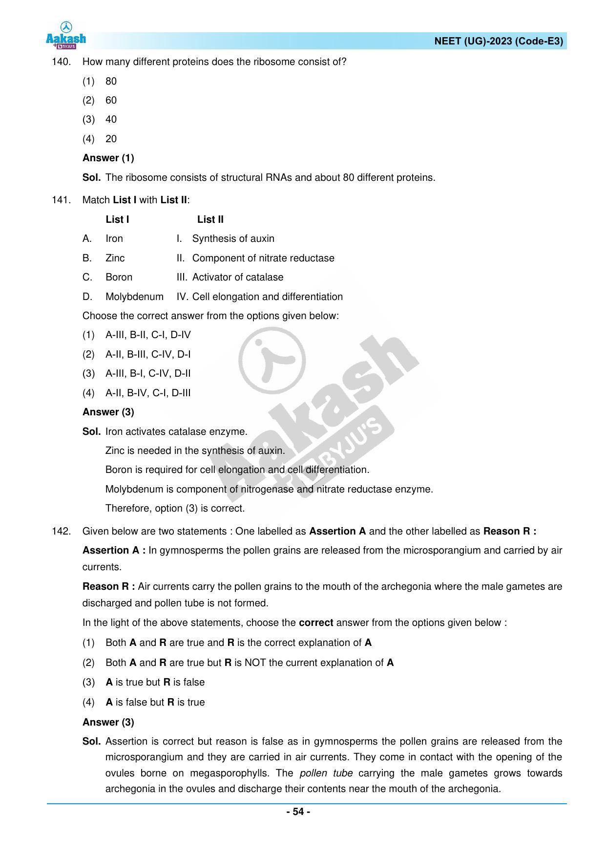 NEET 2023 Question Paper E3 - Page 54