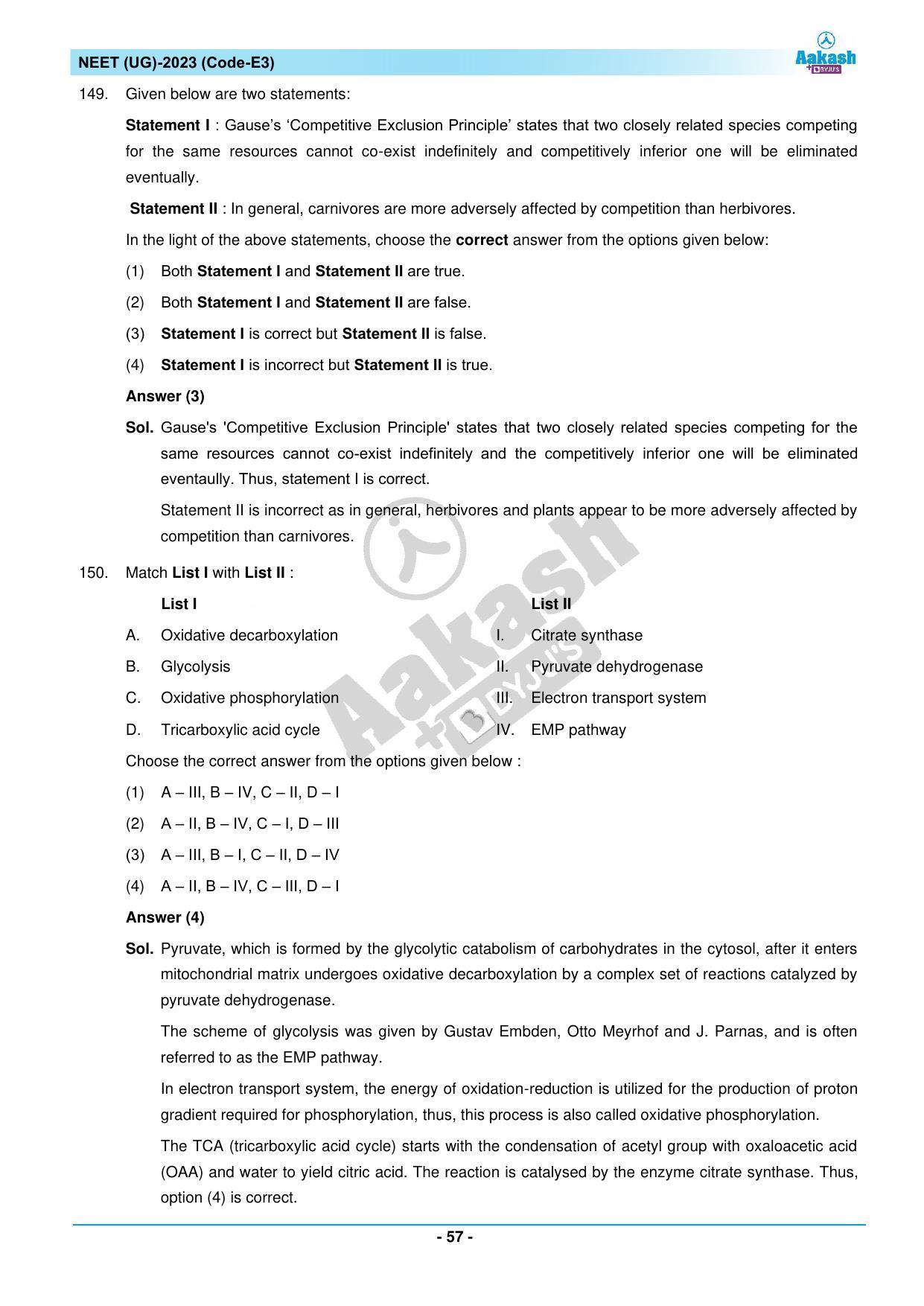 NEET 2023 Question Paper E3 - Page 57