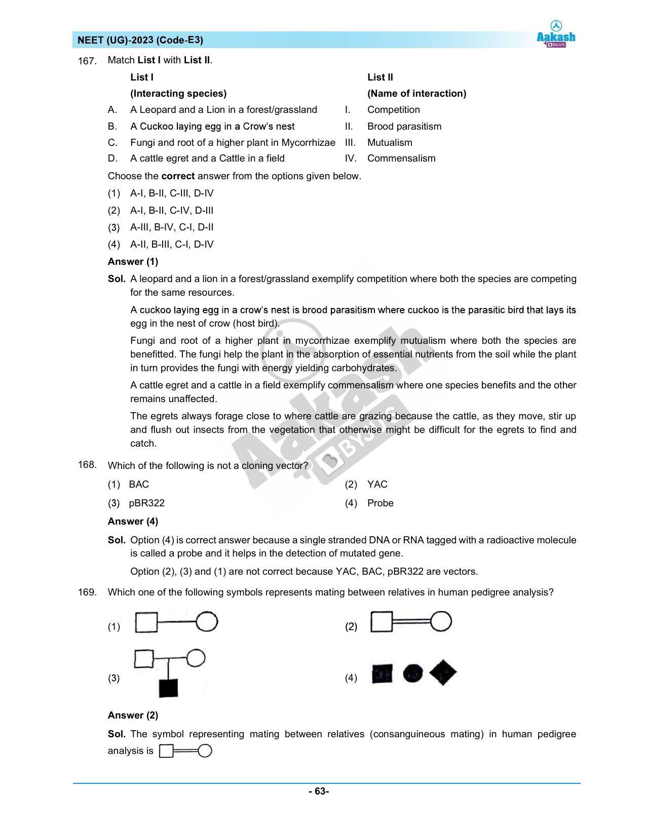 NEET 2023 Question Paper E3 - Page 63
