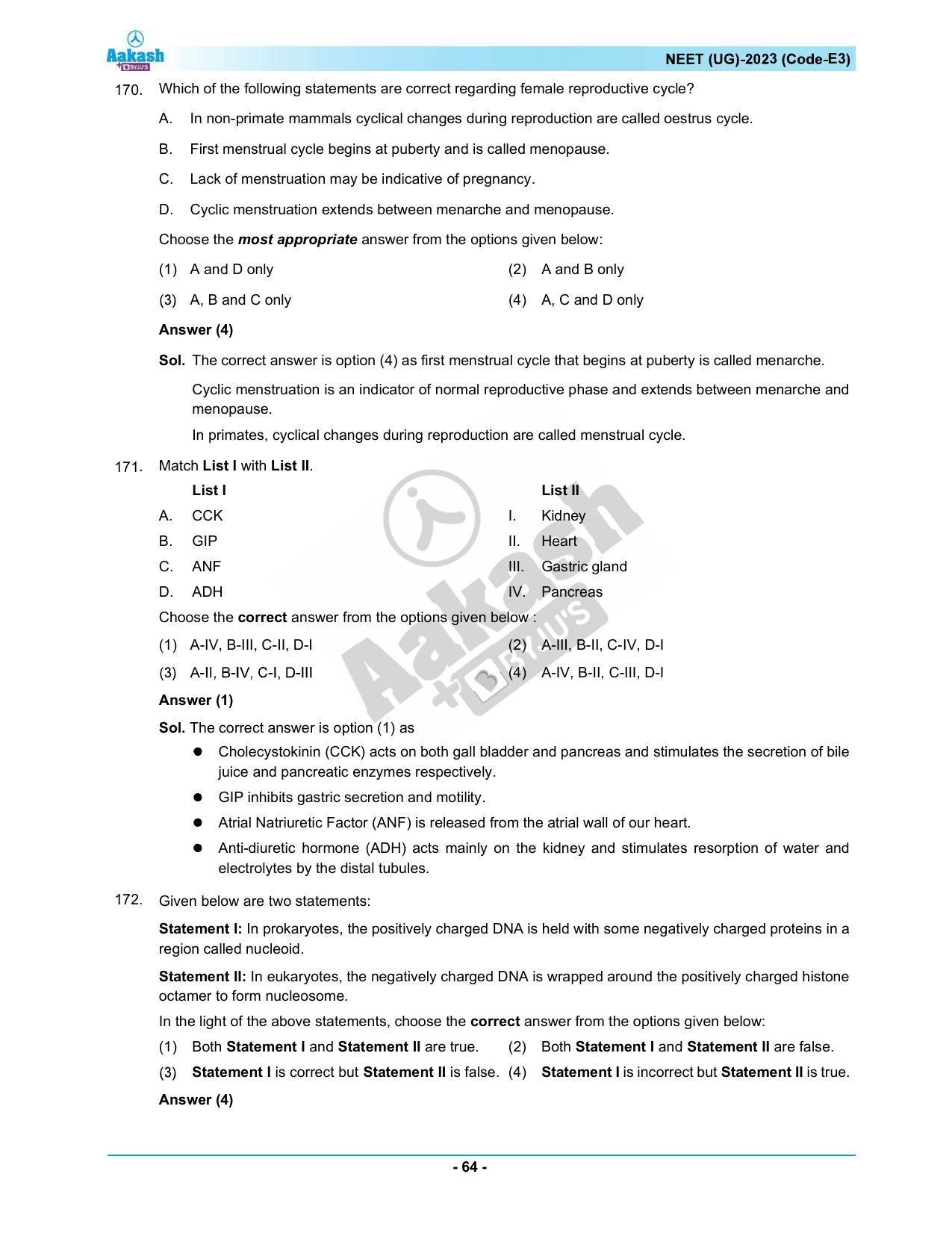 NEET 2023 Question Paper E3 - Page 64