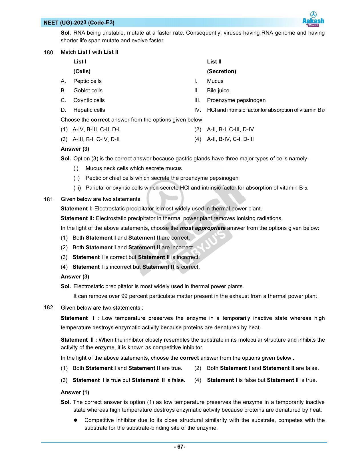NEET 2023 Question Paper E3 - Page 67