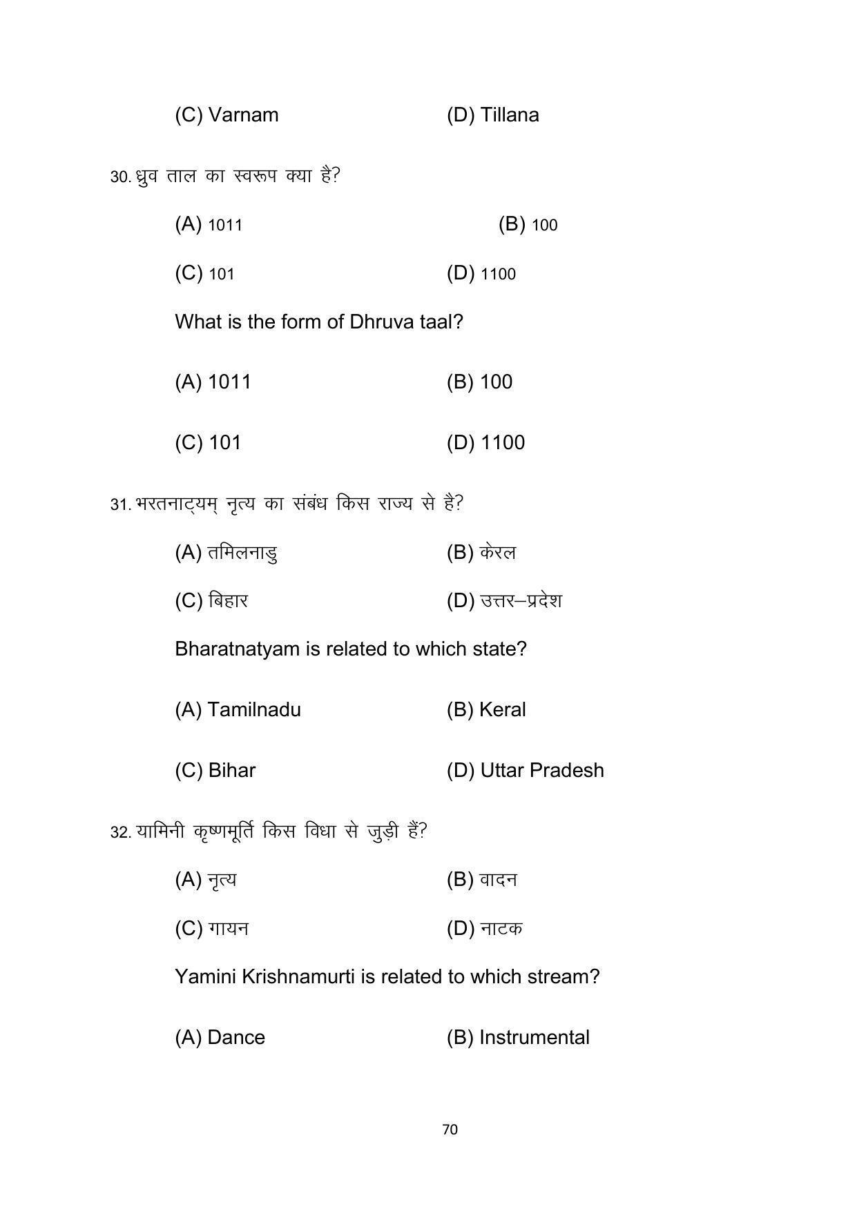 Bihar Board 10th Model Paper 2022 -Dance (Opt) - Page 70